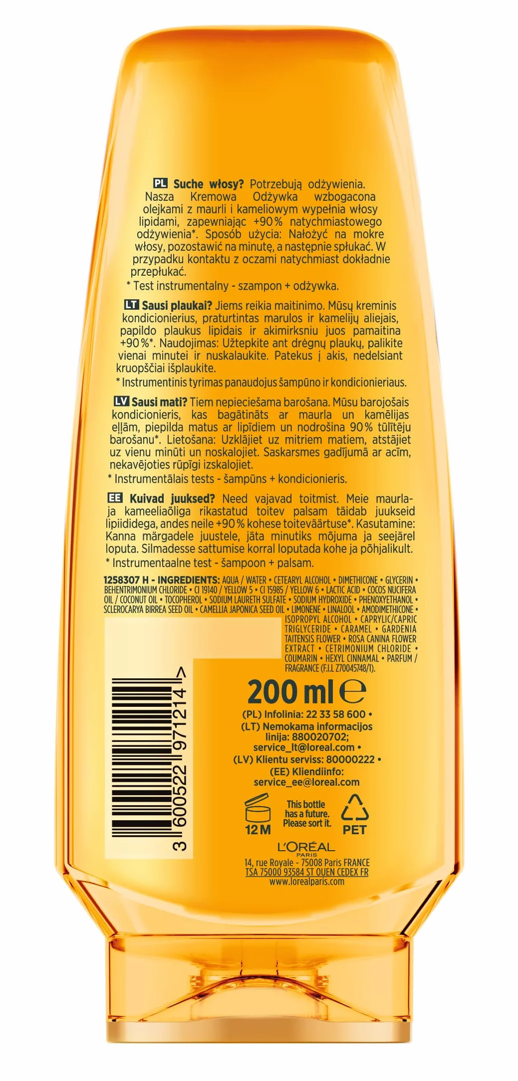 L'Oreal Paris Hair Care Elseve Magiczna Moc Olejków Kremowa Odżywka Do Włosów Suchych 200 Ml