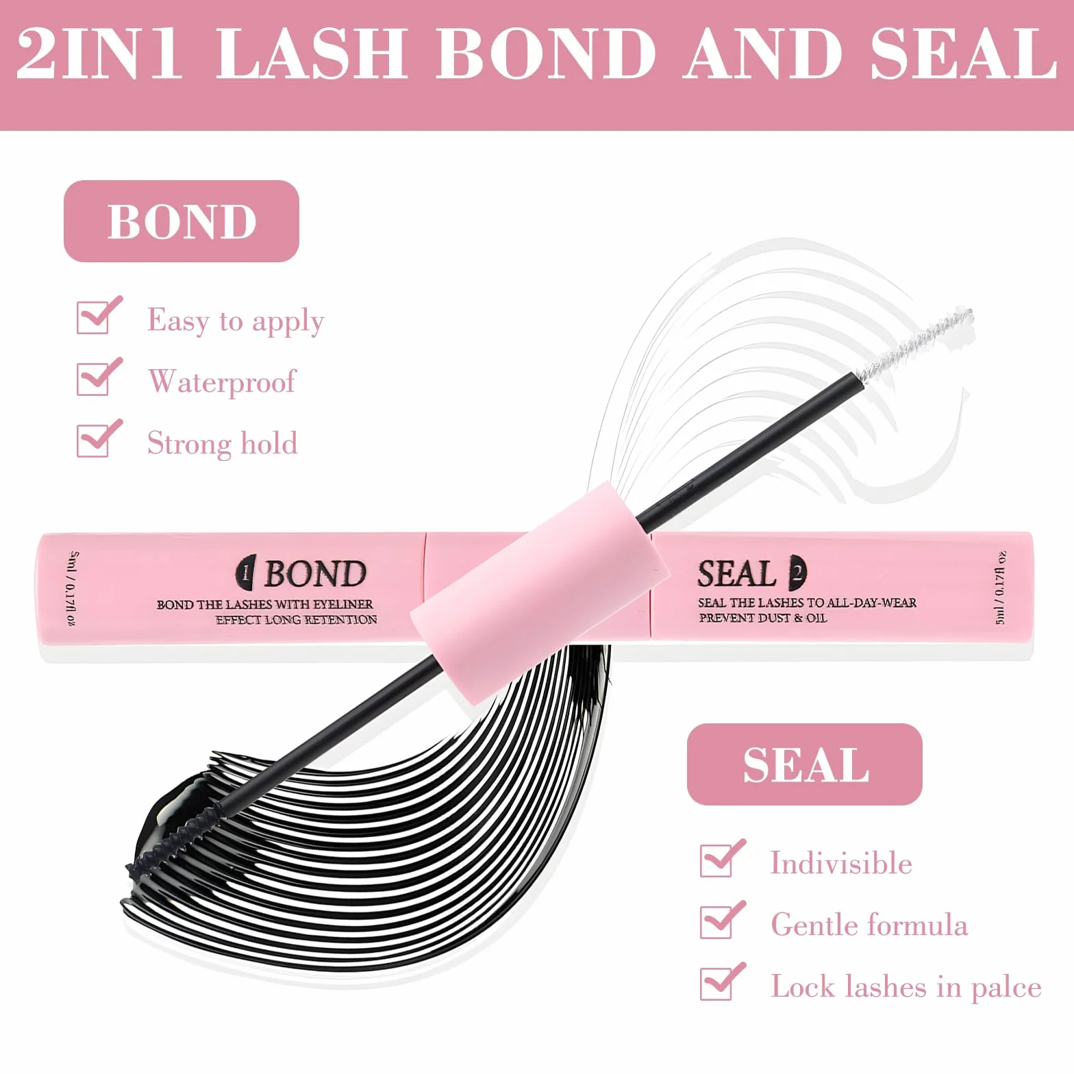 Klej do rzęs Bond and Seal Lash, 4 sztuki, wodoodporny i szybkoschnący, gładki, silna przyczepność, do przedłużania rzęs DIY, dla początkujących i profesjonalistów