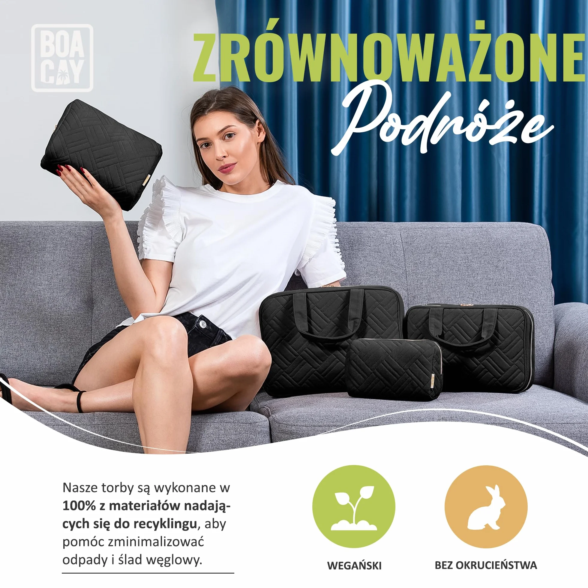 BOACAY Duża Kosmetyczka Podróżna Torba na Suwak Organizer na Przybory Toaletowe