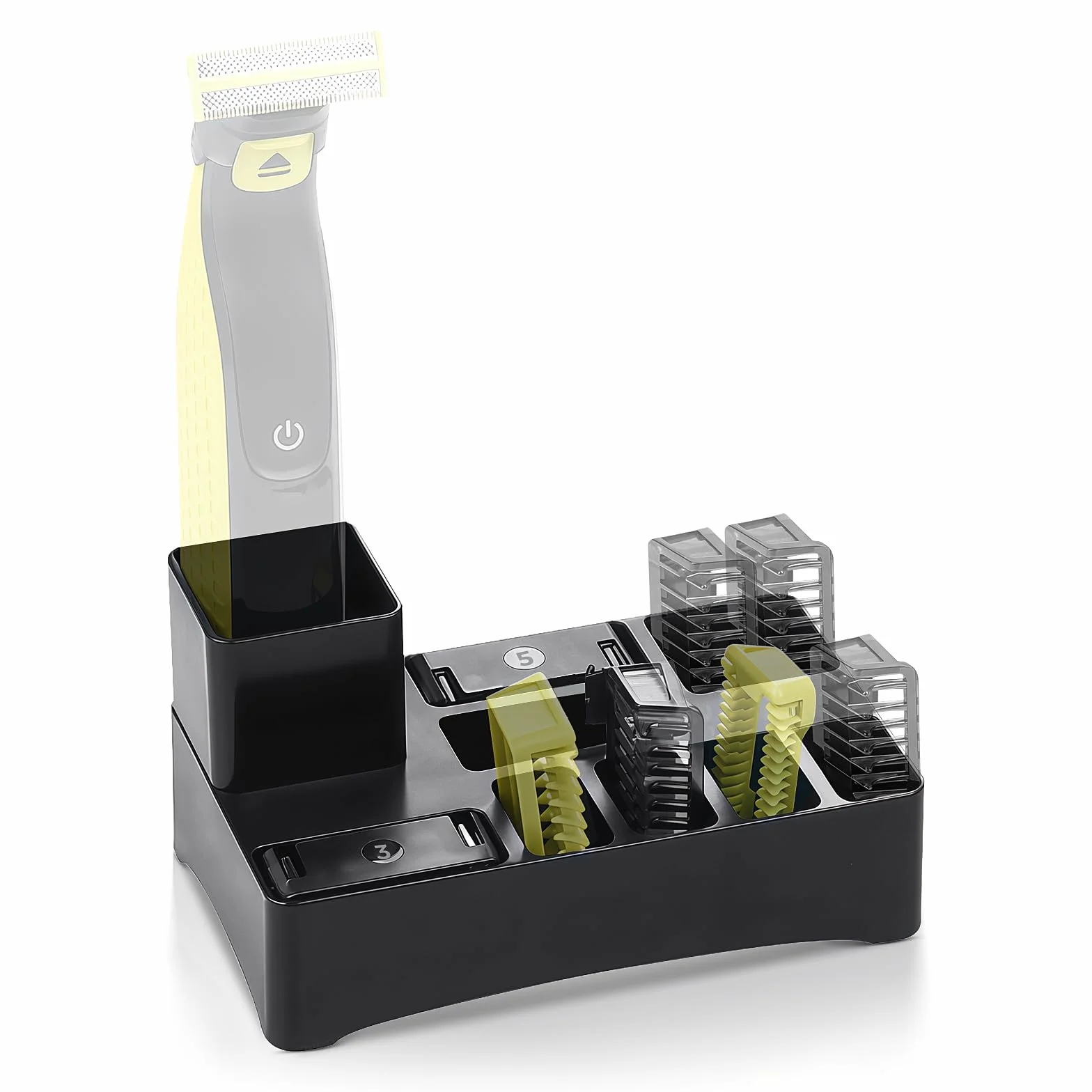 Stojak do golenia Philips Oneblade z 9 przegródkami i otworem odpływowym ---organizer na blat roboczy na golarki, głowice i akcesoria (golarka i akcesoria nie wchodzą w zakres dostawy)