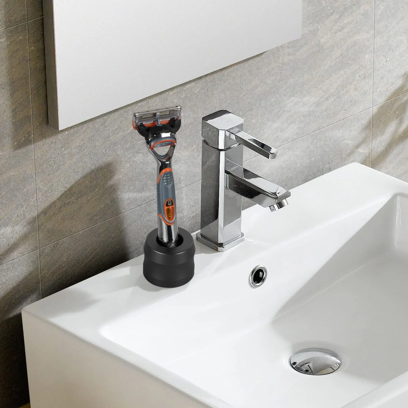 Linkidea Zestaw 2 stojaków na maszynkę golenia z aluminium, średnica otworu 0,86" (22 mm) stojak golenia dla mężczyzn na blaty łazienkowe, kompatybilny z Gillette Fusion 5 Power, ProGlide Shield Power