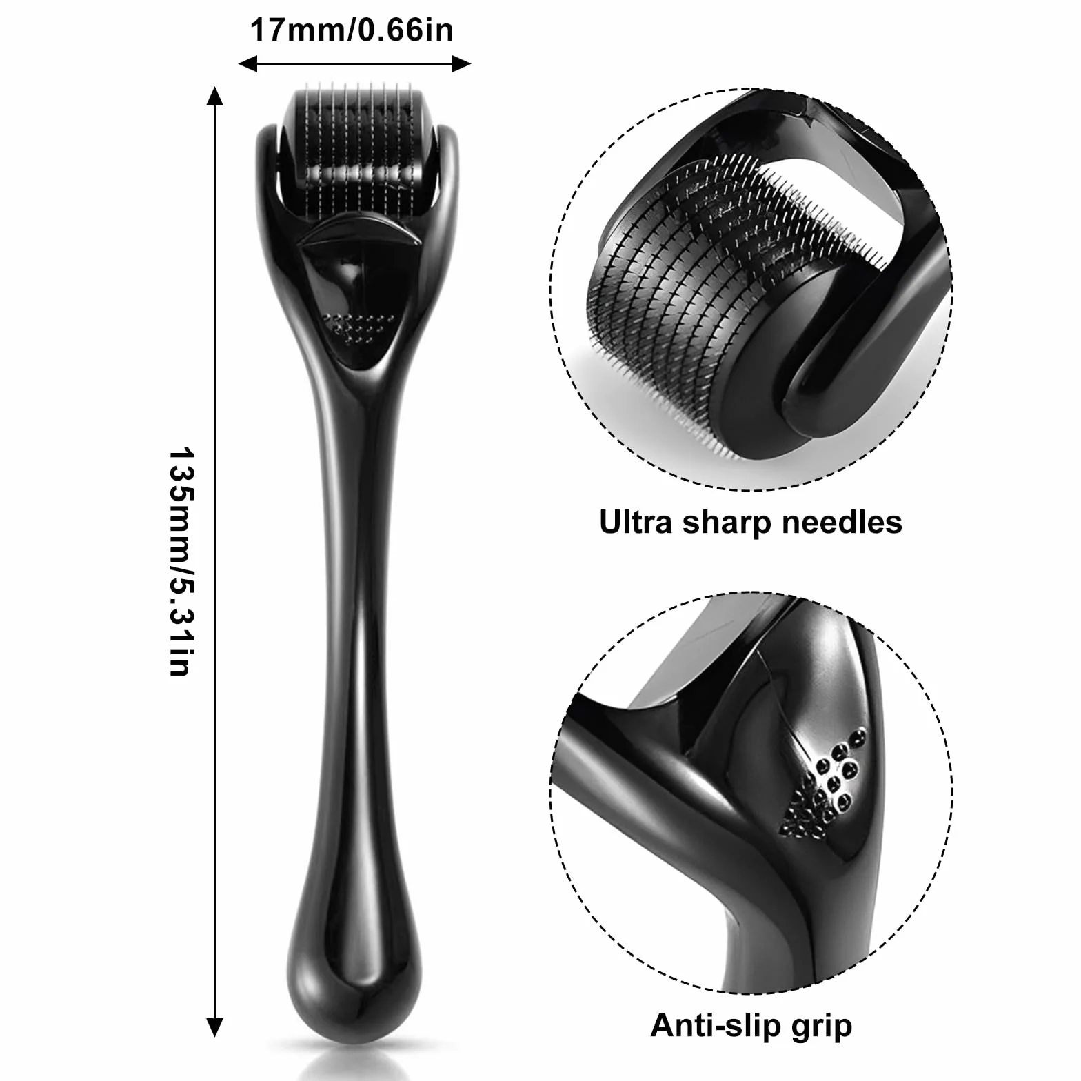 Derma roller 1,0 mm wałek do mikroigłowania brody twarzy i włosów