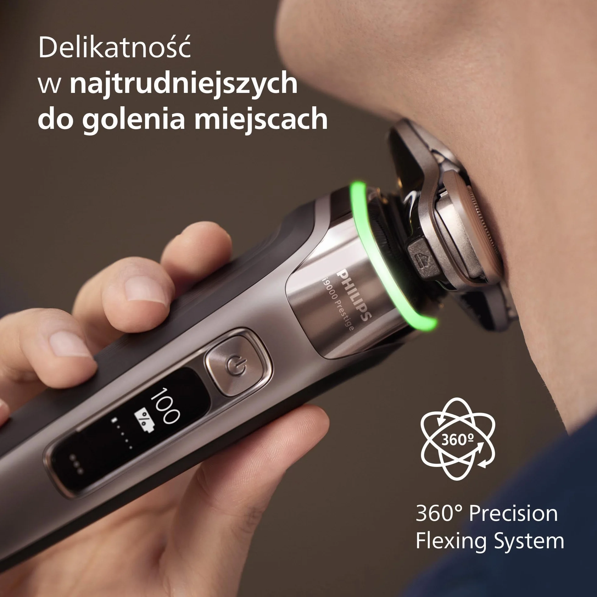 Philips Shaver i9000 Prestige, golarka elektryczna do golenia na sucho i mokro z technologią Skin IQ, System Triple Lift & Cut, podwójne ostrza SteelPrecision 360º, stacja czyszcząca, Model XP9202/30