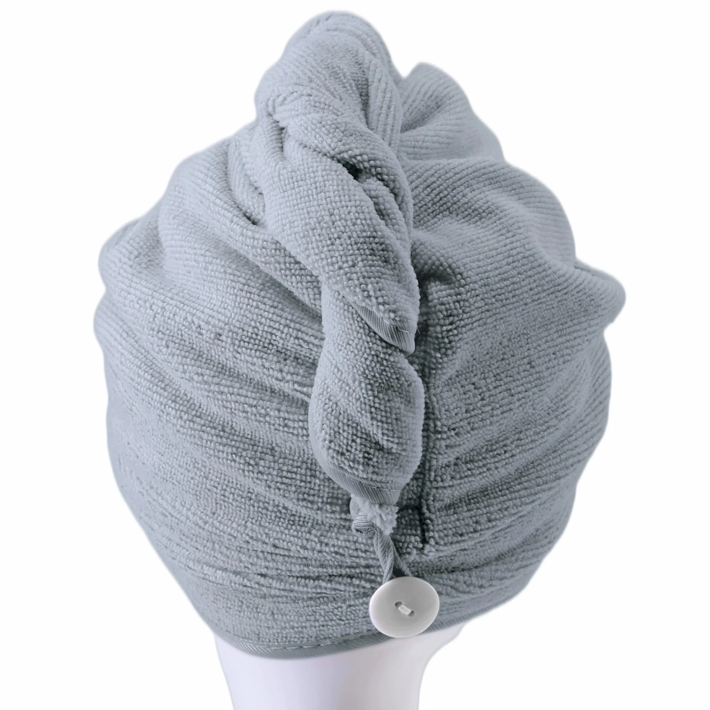 Polyte Ręcznik do włosów z mikrofibry turban szary 30 x 71 cm 2 szt.
