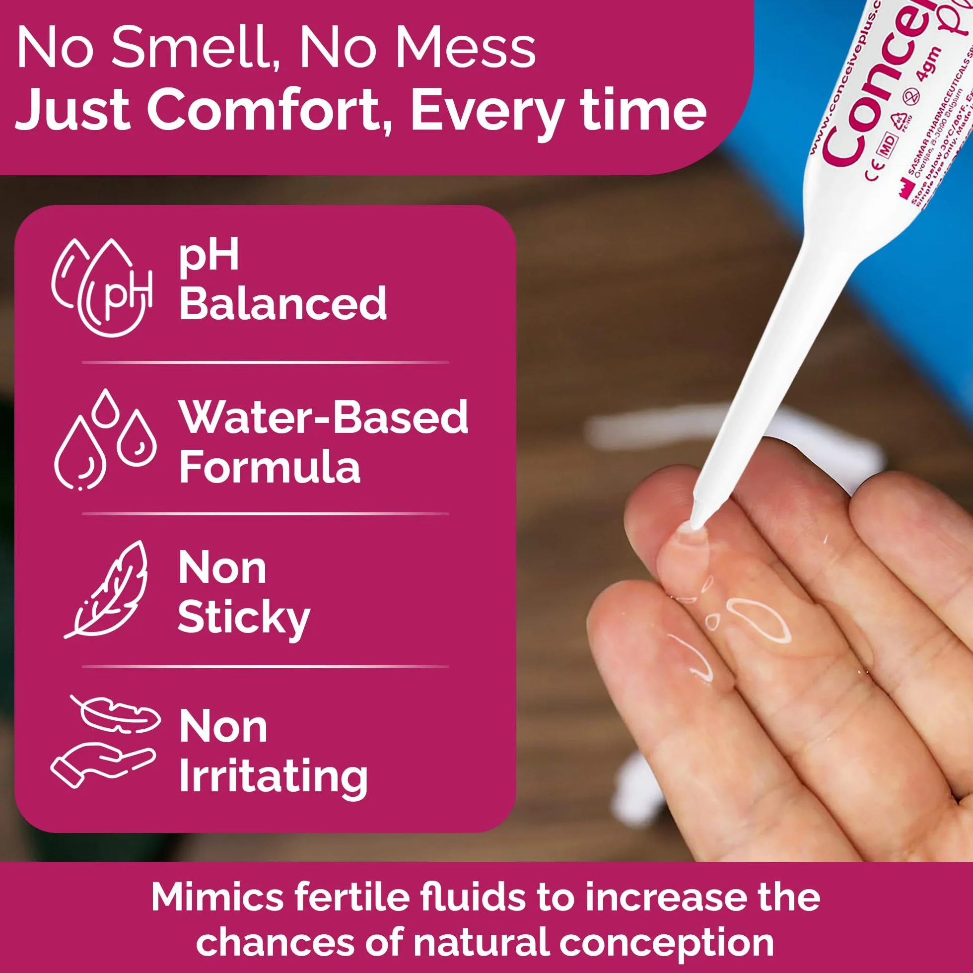 CONCEIVE PLUS lubrykant płodności dla kobiet z jonami wapnia i magnezu 8x4g
