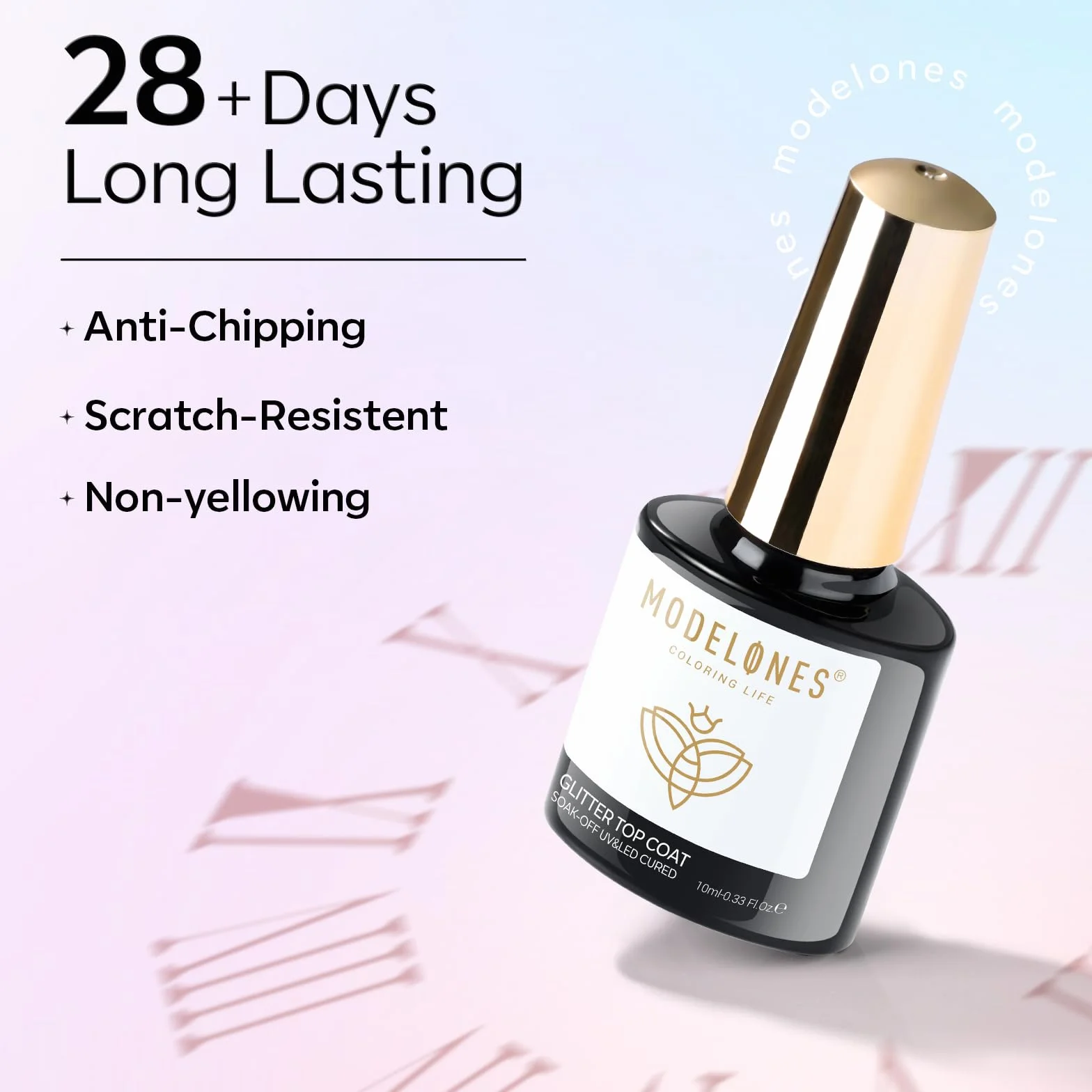 Modelones Błyszczący Lakier do Paznokci UV 10 ml, Bez Wycierania, Magnetyczny Lakier Ochronny do Paznokci Żelowych, Manicure, Stylizacji Paznokci