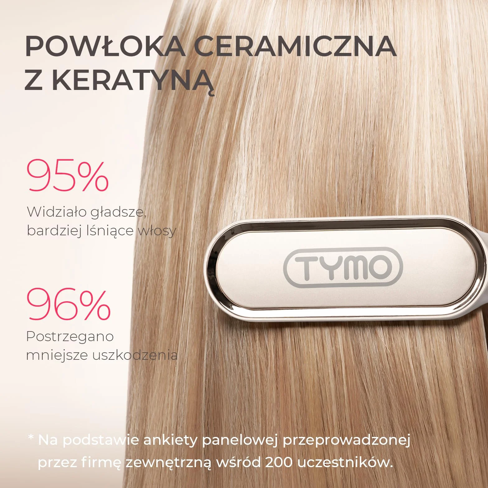 TYMO RING szczotka do prostowania włosów – ceramiczna prostownica i szczotka do włosów 2 w 1, elektryczna ochrona przed poparzeniem, szczotka wygładzająca, szybkie nagrzewanie w 25 s, 5 ustawień