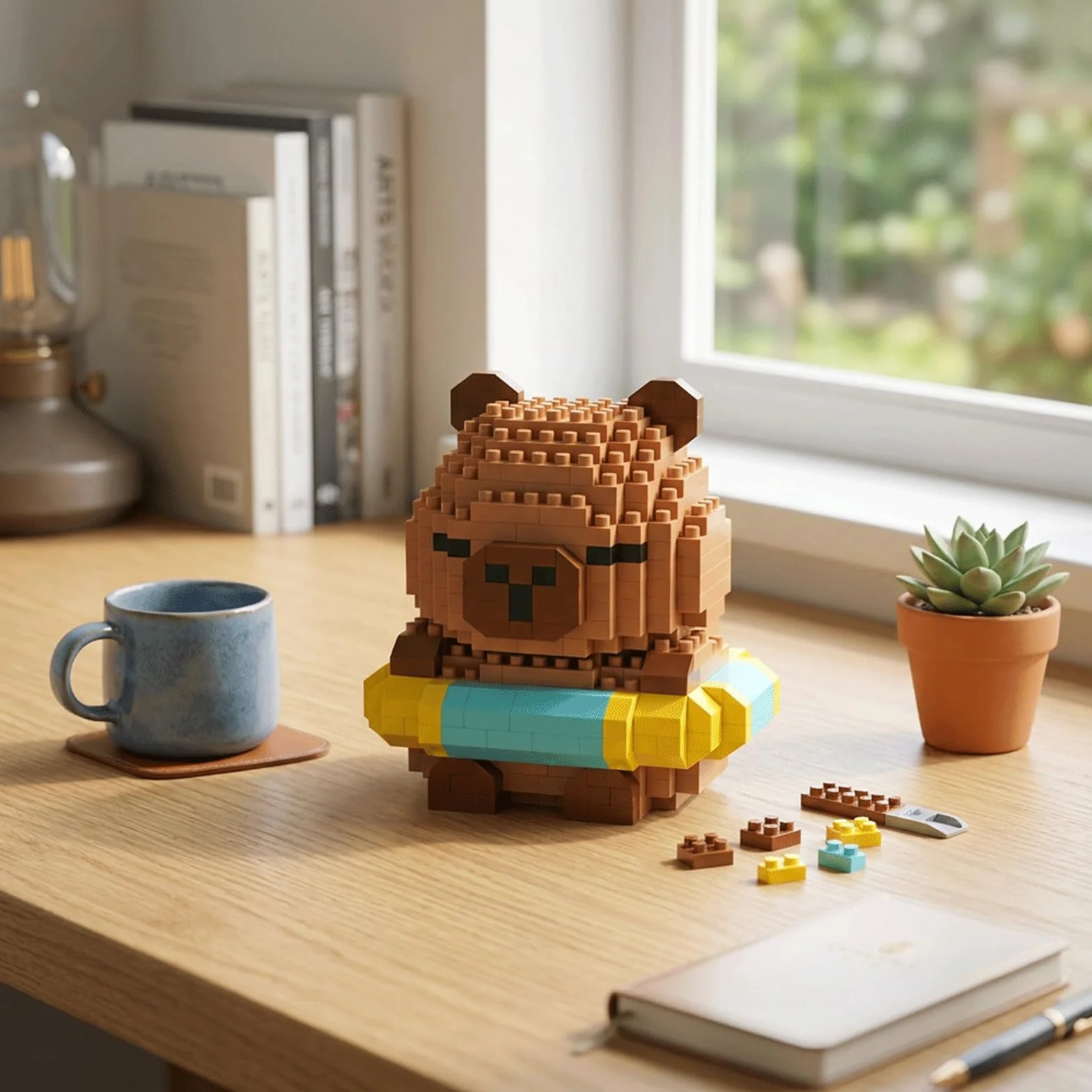 LEMONSTONE Capybara Capybara mini zestaw klocków budowlanych z podręcznikiem (może nie być dostępna w języku polskim), śliczne klocki Capybara dla dzieci i dorosłych, miły wystrój mieszkania
