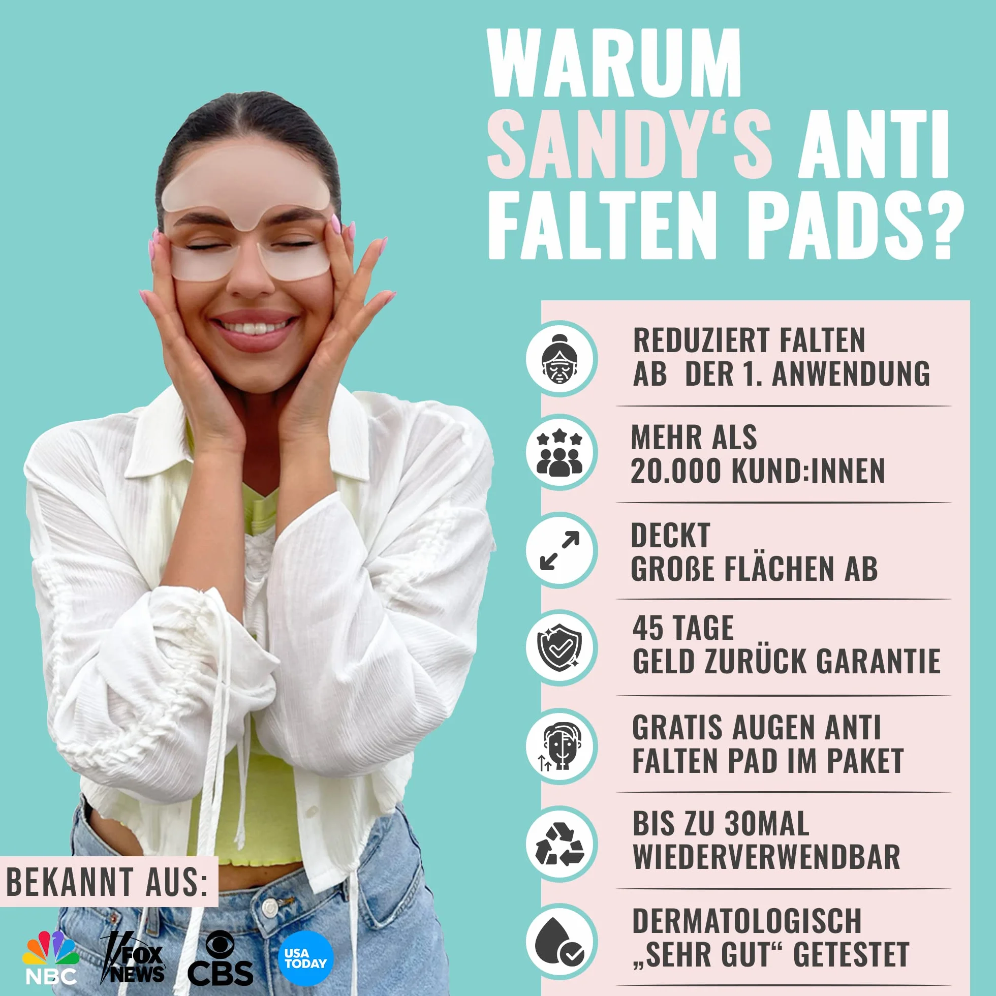 Podkładka przeciwzmarszczkowa na czoło 2 szt. + gratis płatki pod oczy do 30 użyć