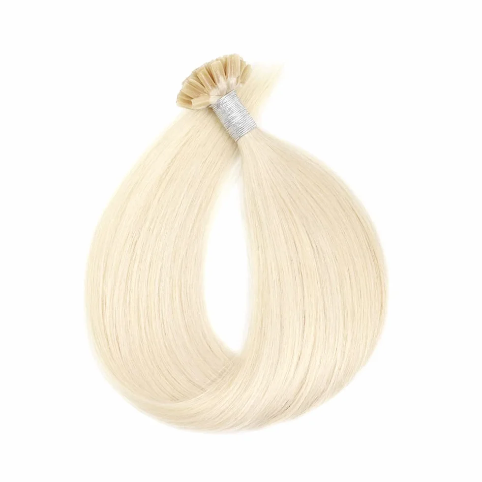 Przedłużanie Włosów Keratyna Remy 40 cm U Tip Human Hair Extensions Pre Bonded 50g #60 Platynowy Blond