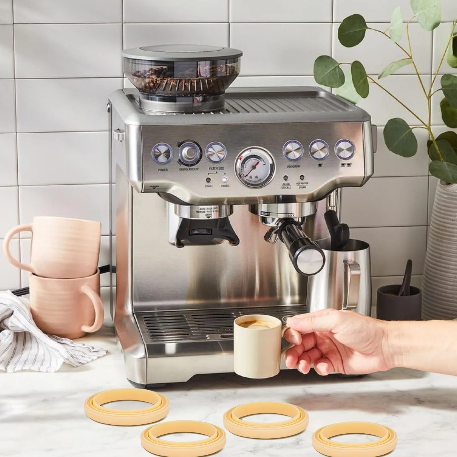 4 sztuki silikonowych pierścieni parowych bez BPA, uszczelka do ekspresu Sage The Barista Express BES875UK SES875BKS SES875BTR2GUK1 Breville ekspres do espresso 878/870/860/840/810/500/450 Sage 500