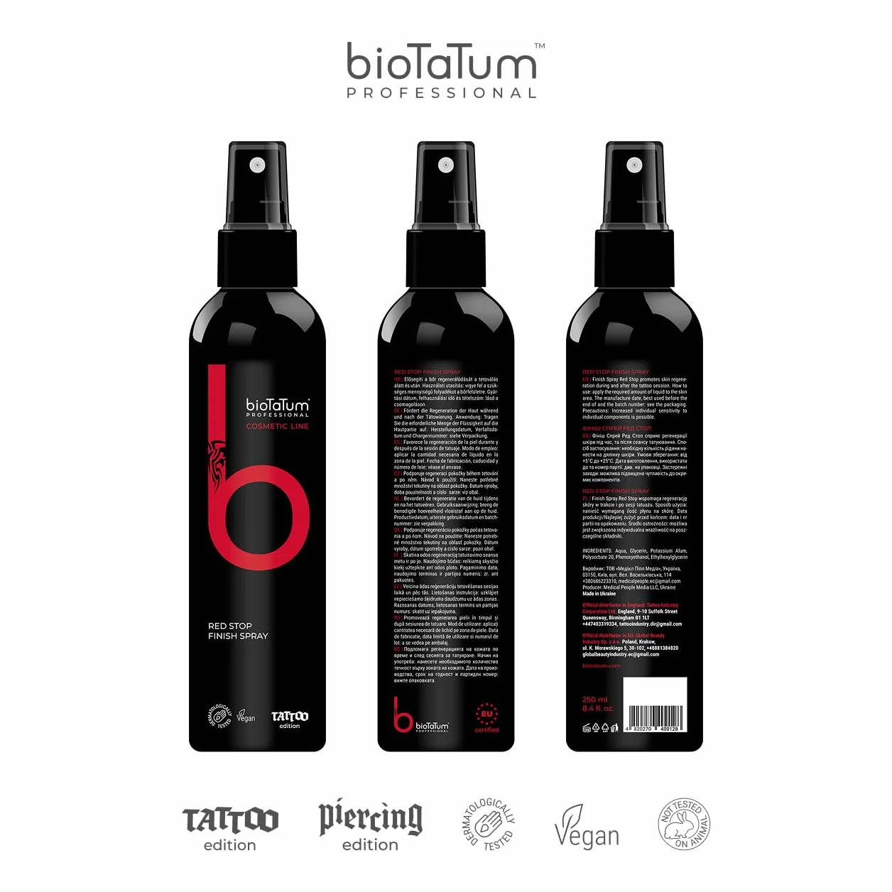 Finish Spray do Tatuażu – Nawilżający Spray do Pielęgnacji Skóry po Tatuowaniu – Profesjonalna Ochrona i Odświeżenie