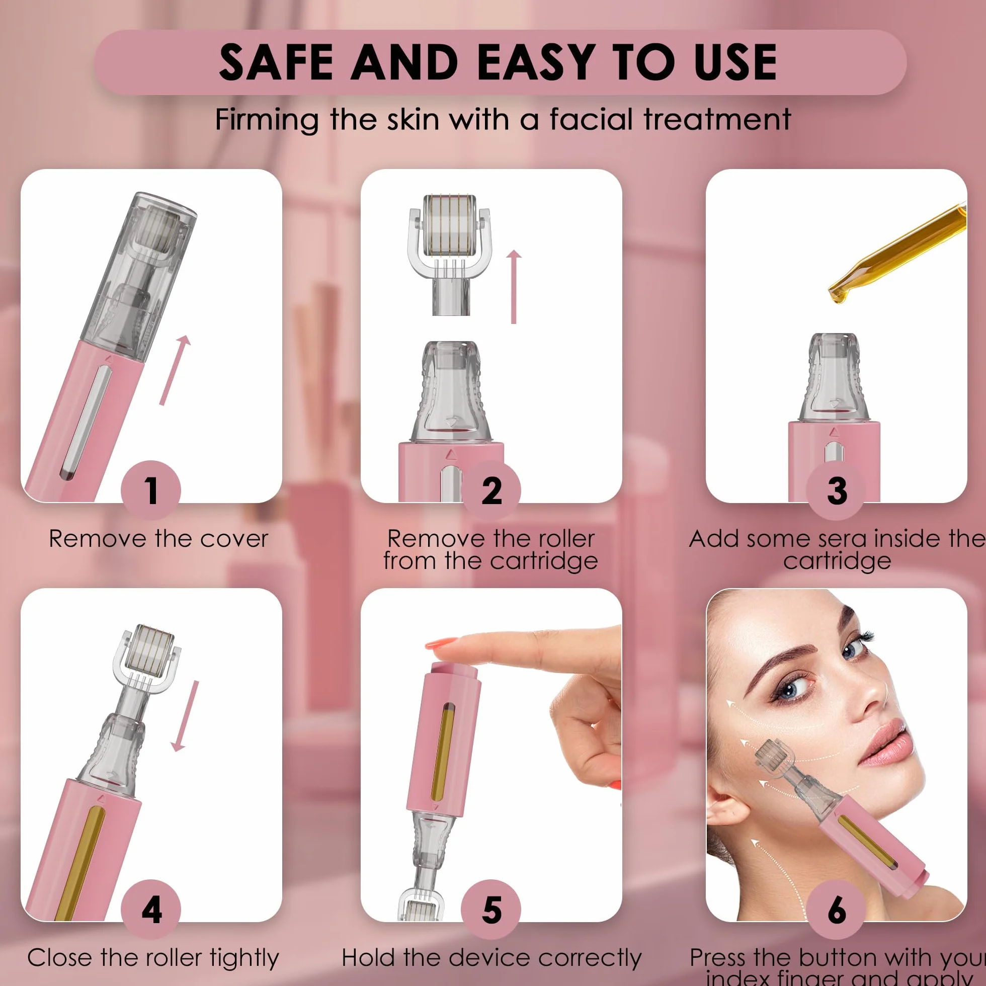 HAMINOS Derma roller 0,5 mm 105 igieł tytanowych z pojemnikiem