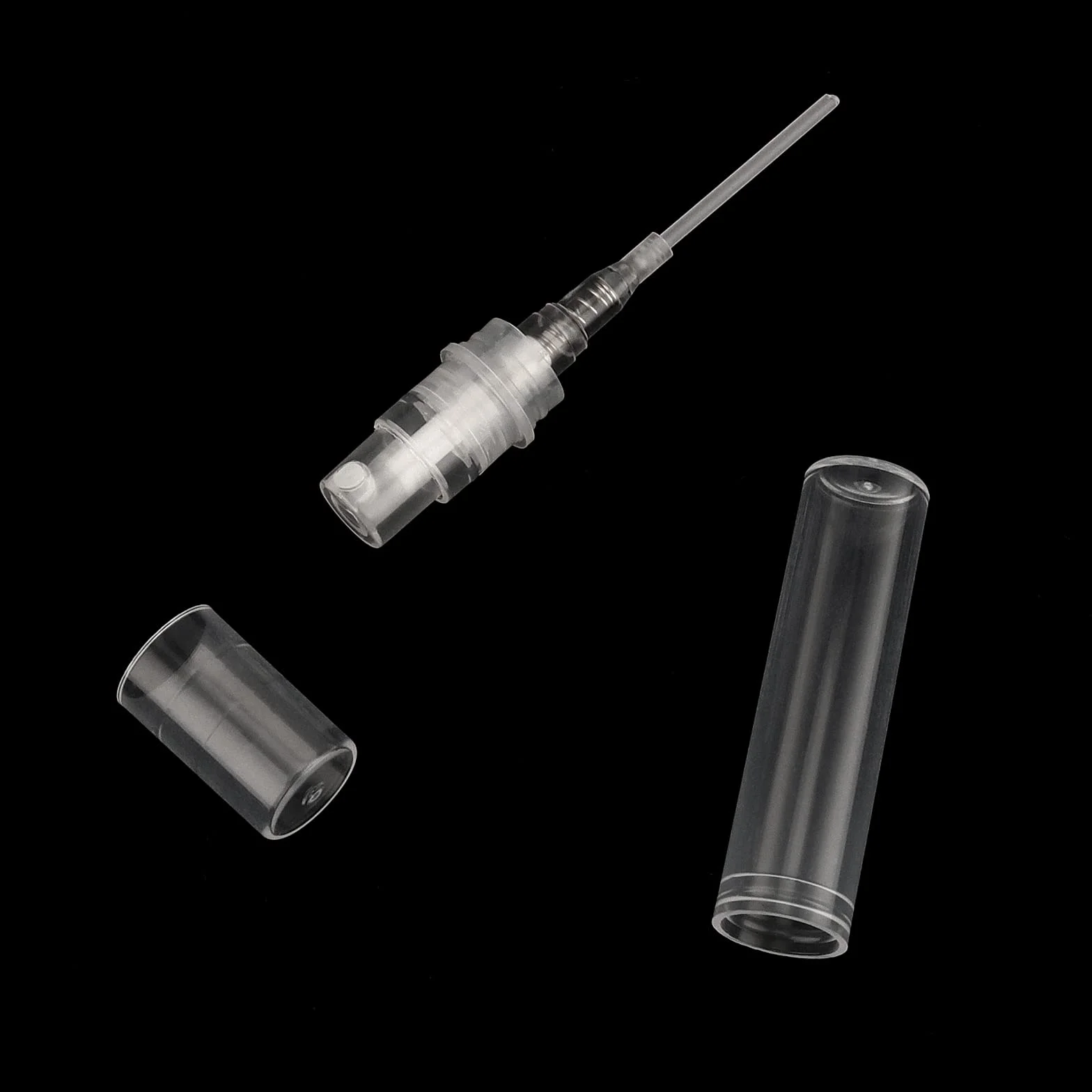 100 sztuk mini butelek z rozpylaczem, 3 ml, do wielokrotnego napełniania, plastikowa butelka z rozpylaczem, przezroczysta, z tworzywa sztucznego, rozpylacz perfum do podróży, balsamu, perfum