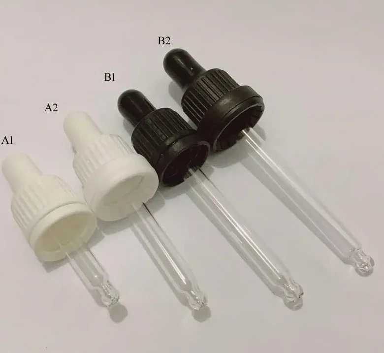 100 sztuk czarno-białych szklanych zakraplaczy 18 mm ze szczelnymi nakrętkami puste akcesoria do dozowania(A2 All White Dropper,30ml)
