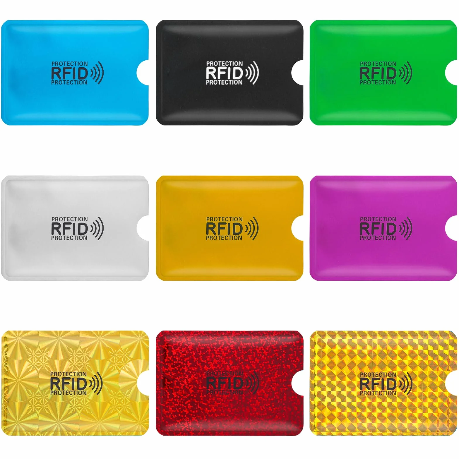 Prasacco Etui blokujące RFID, etui na karty kredytowe, etui na karty RFID, ochraniacze na dowód osobisty, etui na karty kredytowe, dla kobiet i mężczyzn, 9 szt