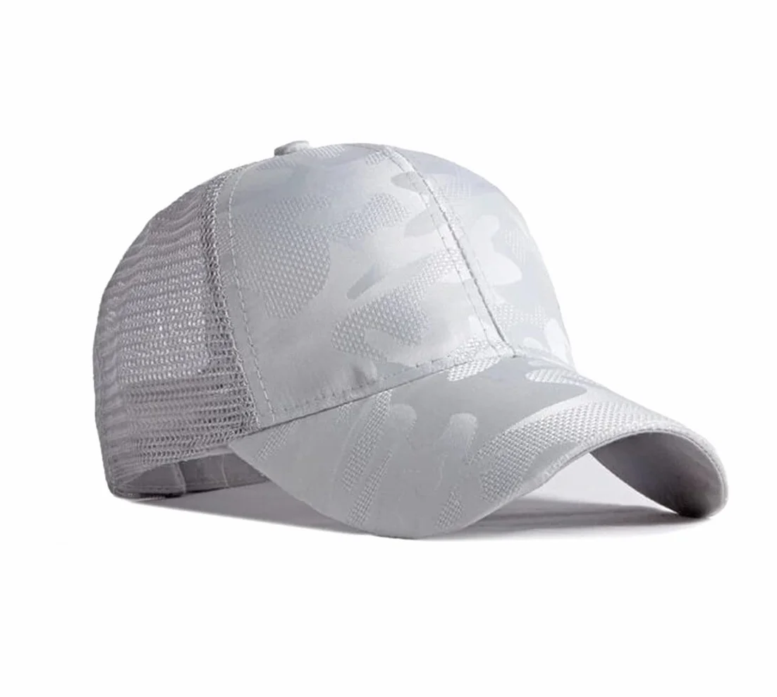 Ruicheng Czapka damska z końskim ogonem, czapka baseballowa z siateczki, czapka z daszkiem Camo Basecap letnia czapka, szary, 56-60
