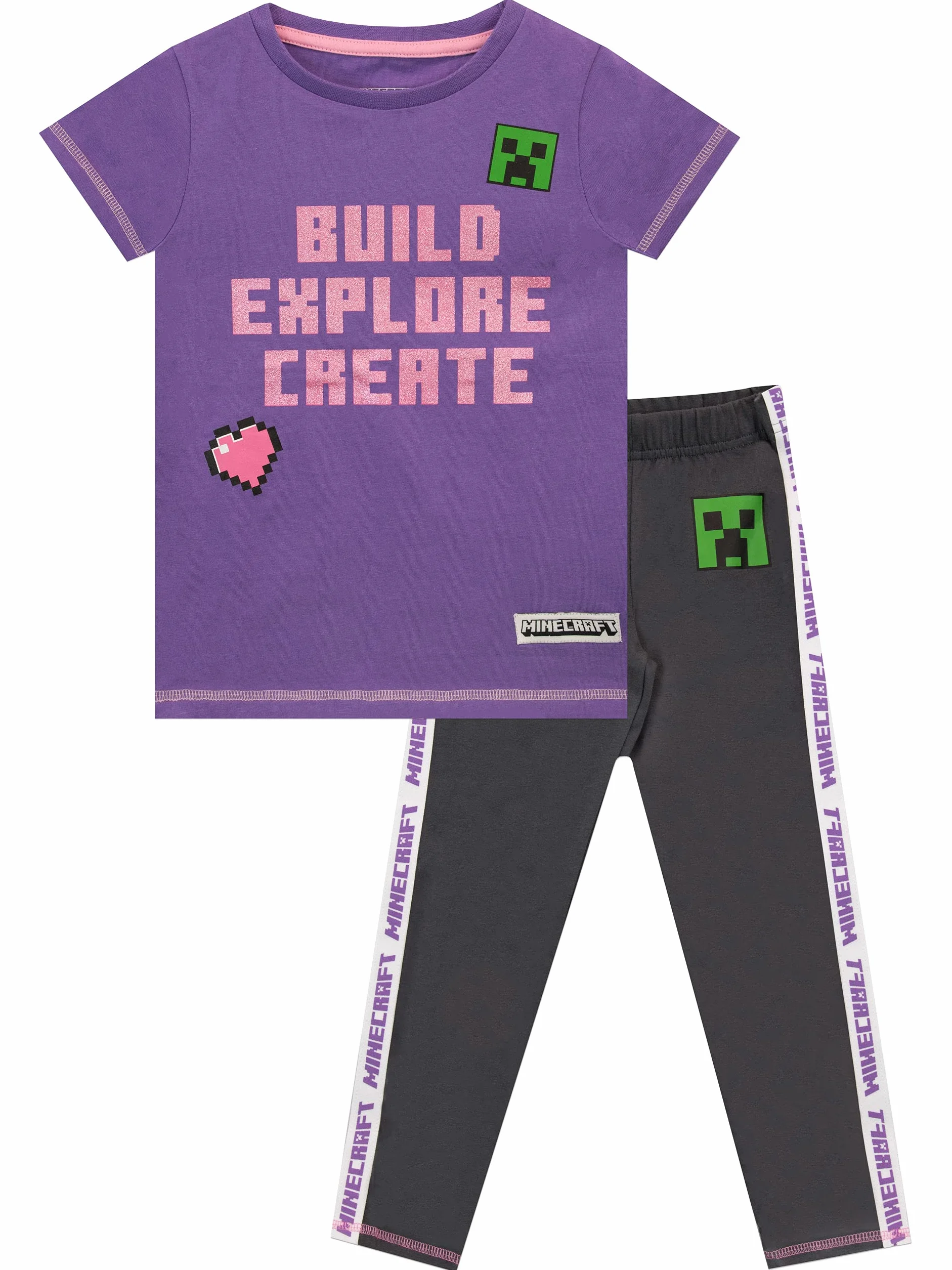 Minecraft Dziewczyny Top i legginsy Creeper Purple 146