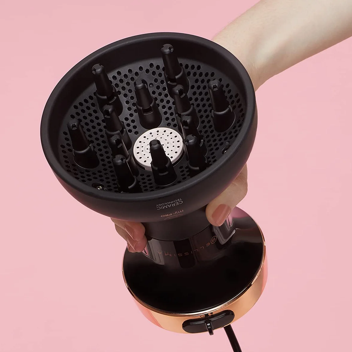 Imetec Bellissima My Pro Diffon ceramiczna szczotka na gorące powietrze do włosów kręconych, technologia ceramiczna, 700 W, 2 kombinacje powietrza i temperatury, bez efektu kruszenia