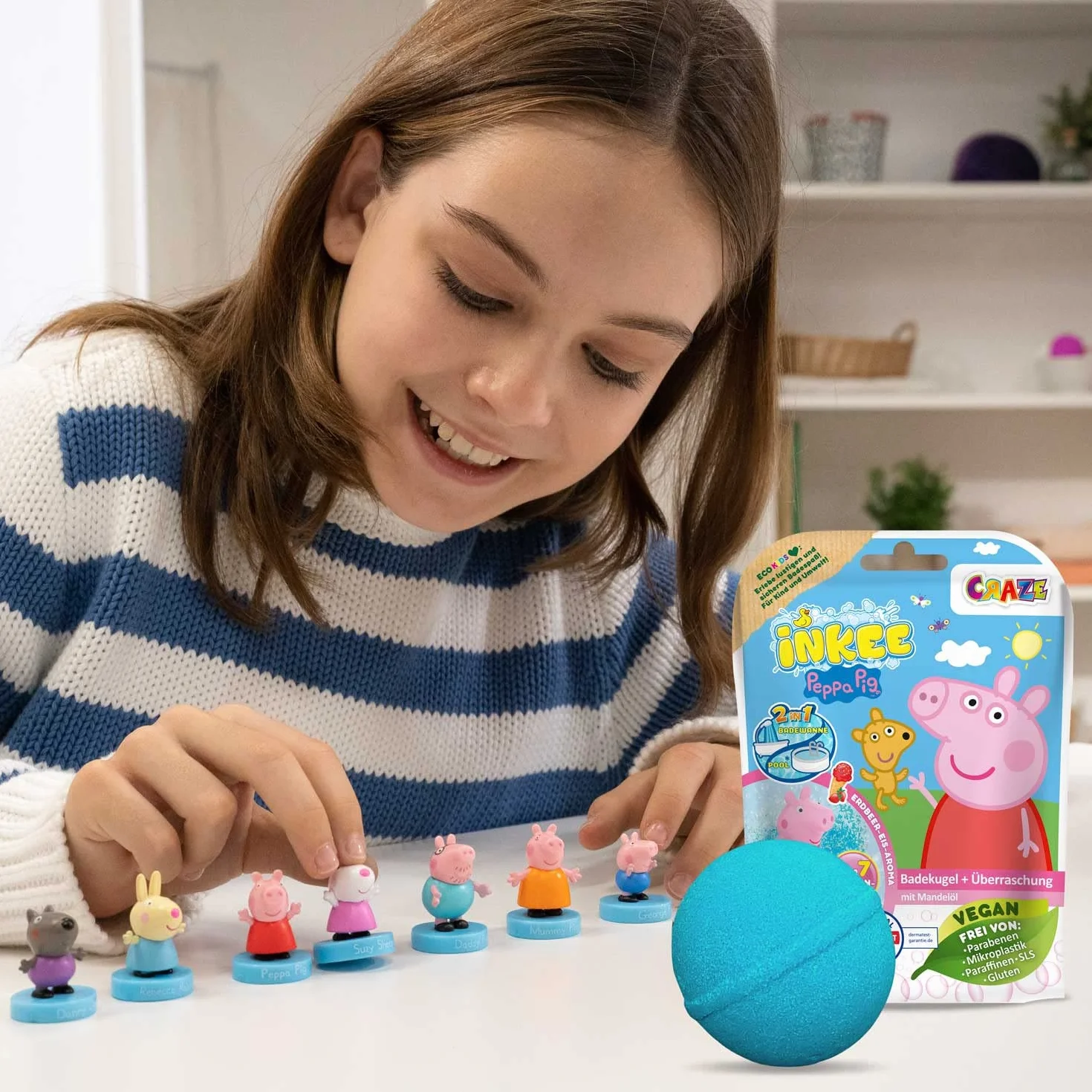 INKEE SpongeBob Bomba Kąpielowa dla Dzieci z Figurką Sponge Bob, Musująca Kula z Niespodzianką, Zapach Burgera, 80g
