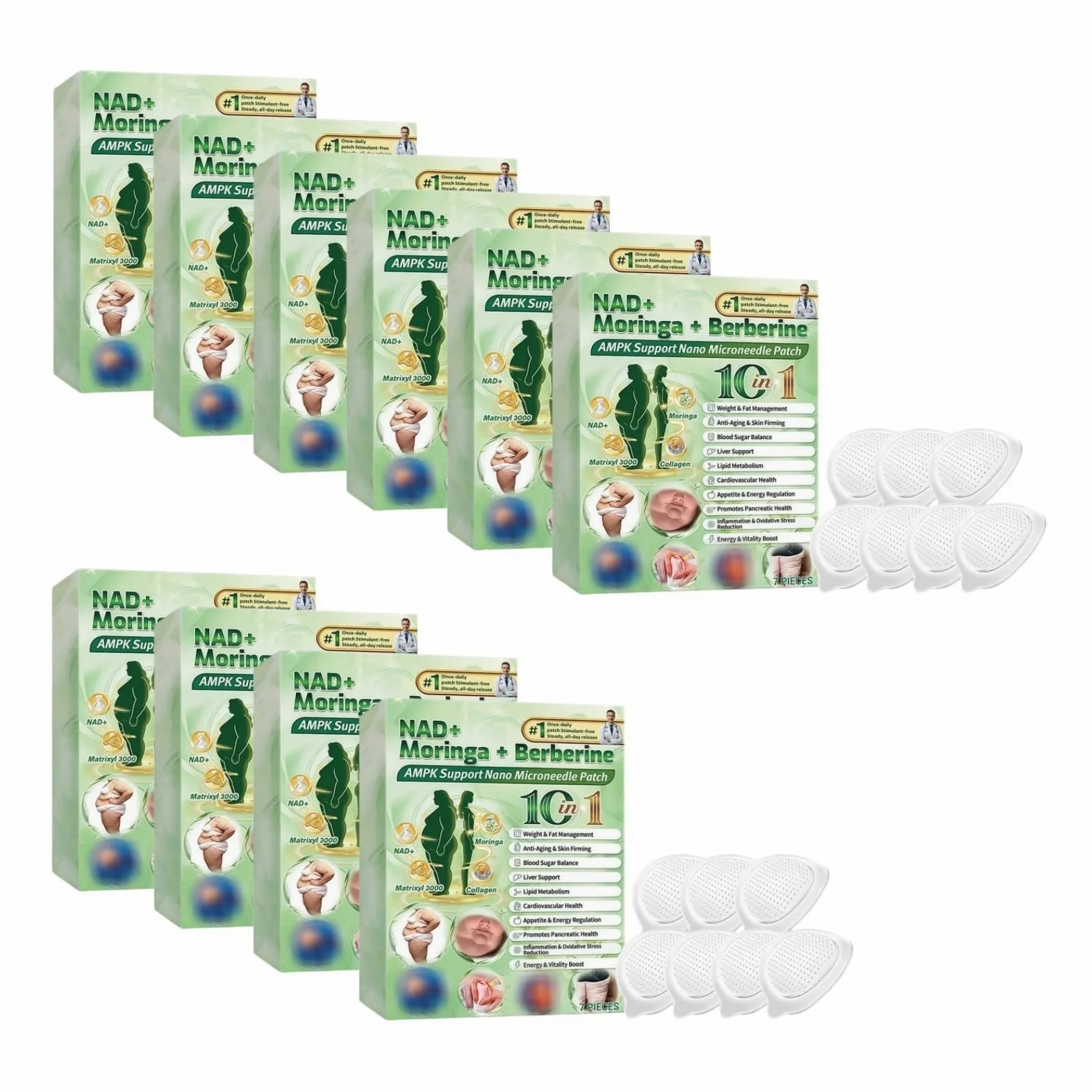 Plastry odchudzające Moringa 10 w 1, plaster odchudzający Nano Microneedle, plaster odchudzający, naturalne składniki, ultracienka i niewidoczna naszywka na ciało, niewidoczna pod ubraniem, do