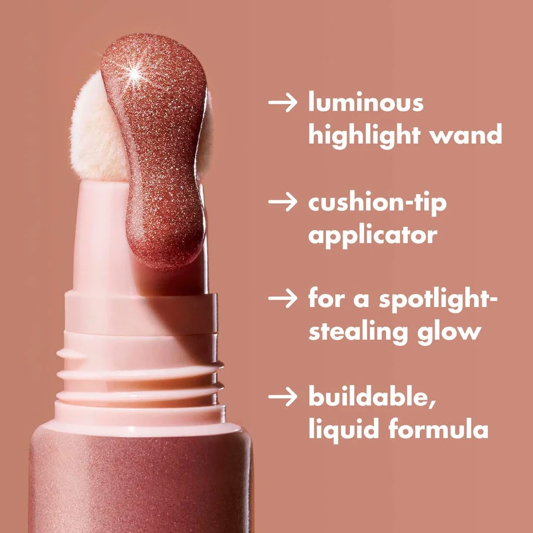 e.l.f. Halo Glow Highlight Beauty Wall, płynny rozświetlacz ścienny do błyszczącej, promiennej skóry, formuła, wegański i nietestowany na zwierzętach, szampański, 10 ml