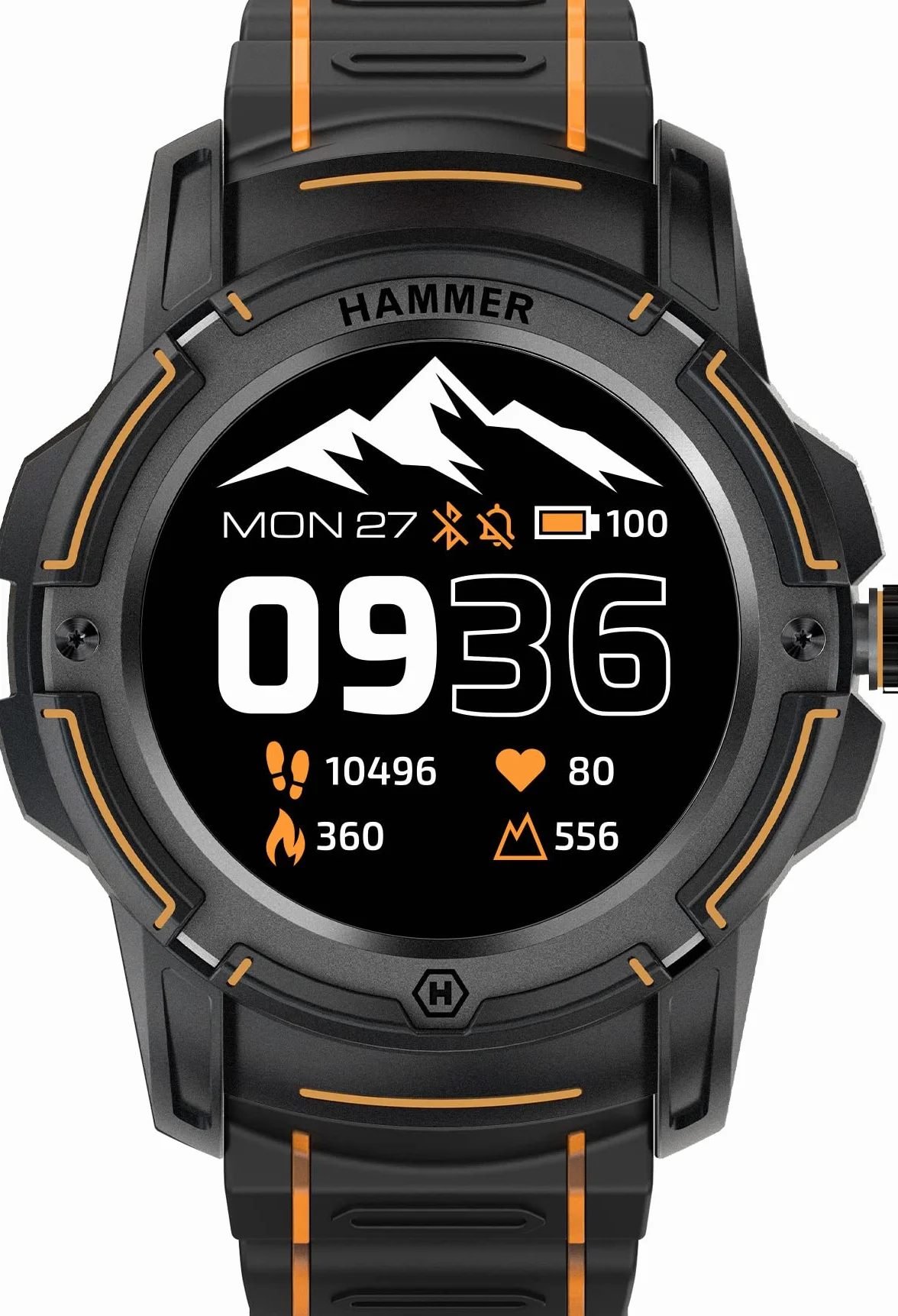 Hammer H Watch Plus Wytrzymały Smartwatch Sportowy Męski Damski 1,3 cala Fitness Czujnik Tętna Pulsykometr GPS Bluetooth Bateria 300mAh Ekran Amoled, L