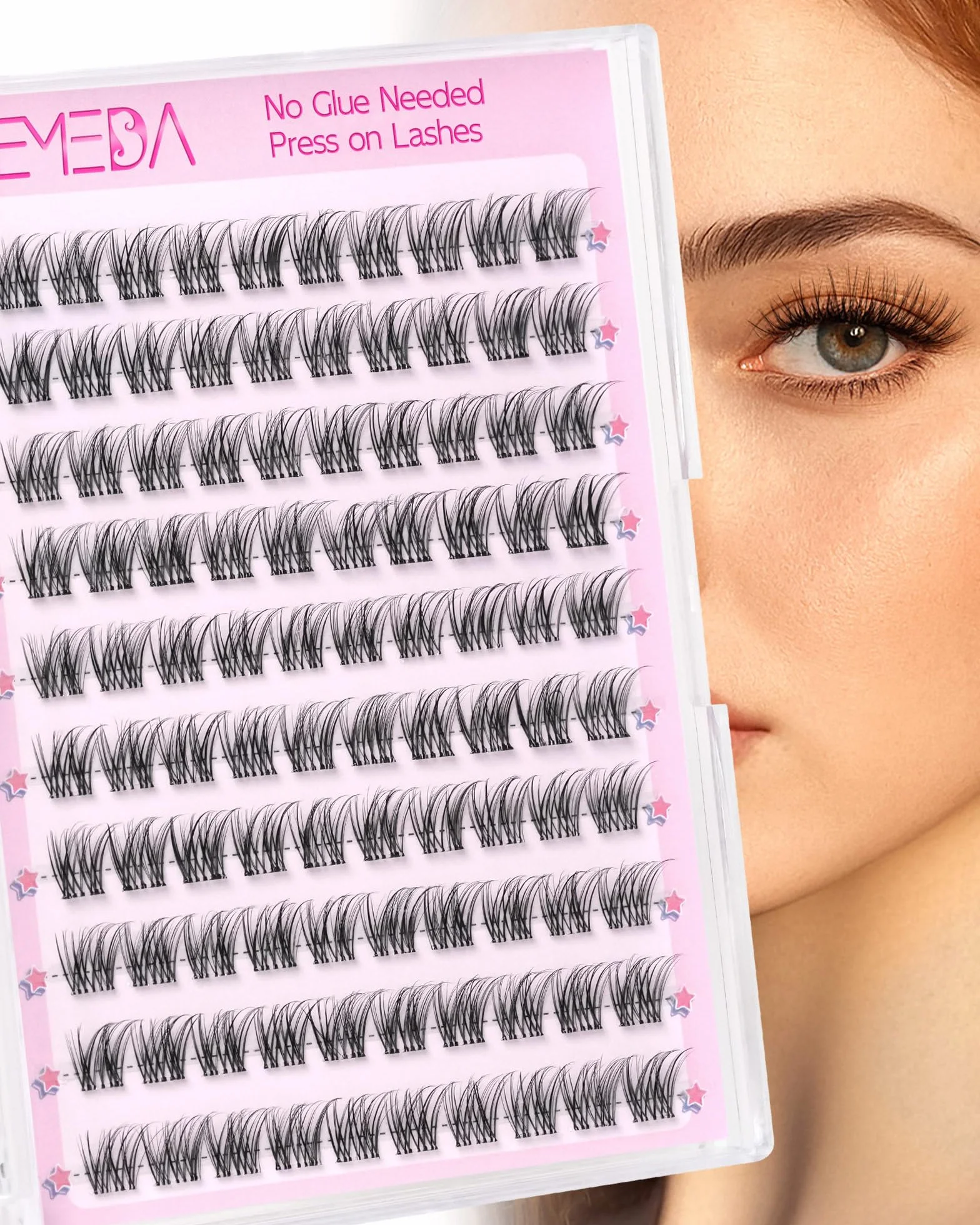 EMEDA krótki samoprzylepne rzęsy 8mm Naturalne samoprzylepne kępki rzęs Zestaw wstępnie przyklejonych kępek rzęs Bez lepkich pozostałości Kępki rzęs bez kleju Nie wymaga kleju (Venus 8mm)