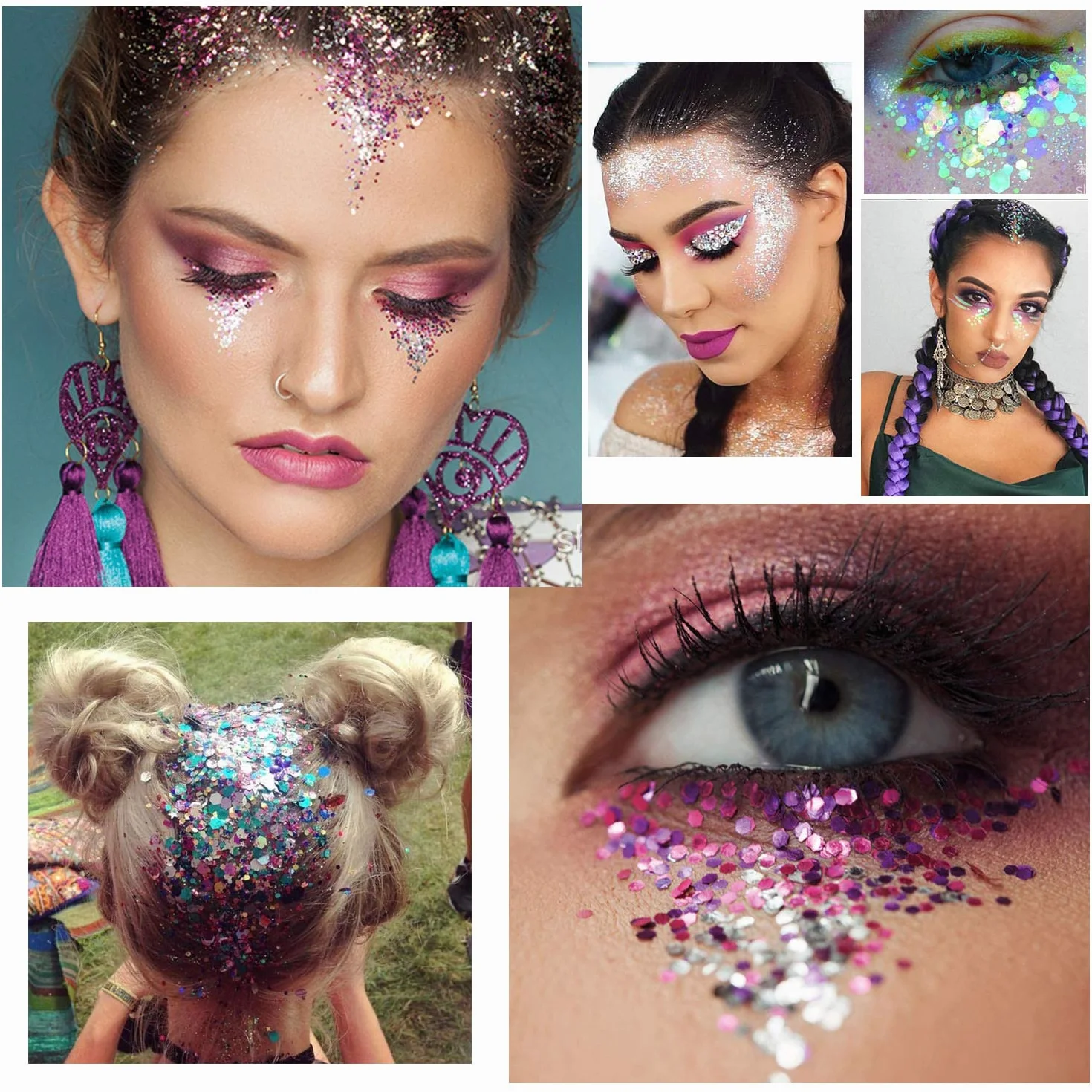 HOWAF 12 garnków Beauty Nail Glitter Cekiny puder z pędzelkiem 2 szt., mieszanka holograficznych brokatowych cekinów puder pył do paznokci twarzy oczu ciała włosów 3D zdobienia paznokci dekoracja