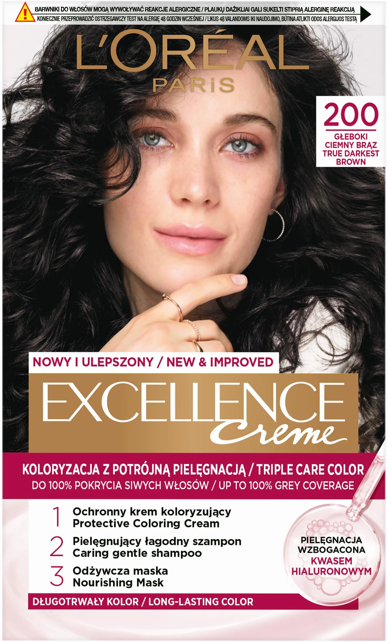 L'Oréal Paris Excellence Farba do włosów 200 Głęboki Ciemny Brąz
