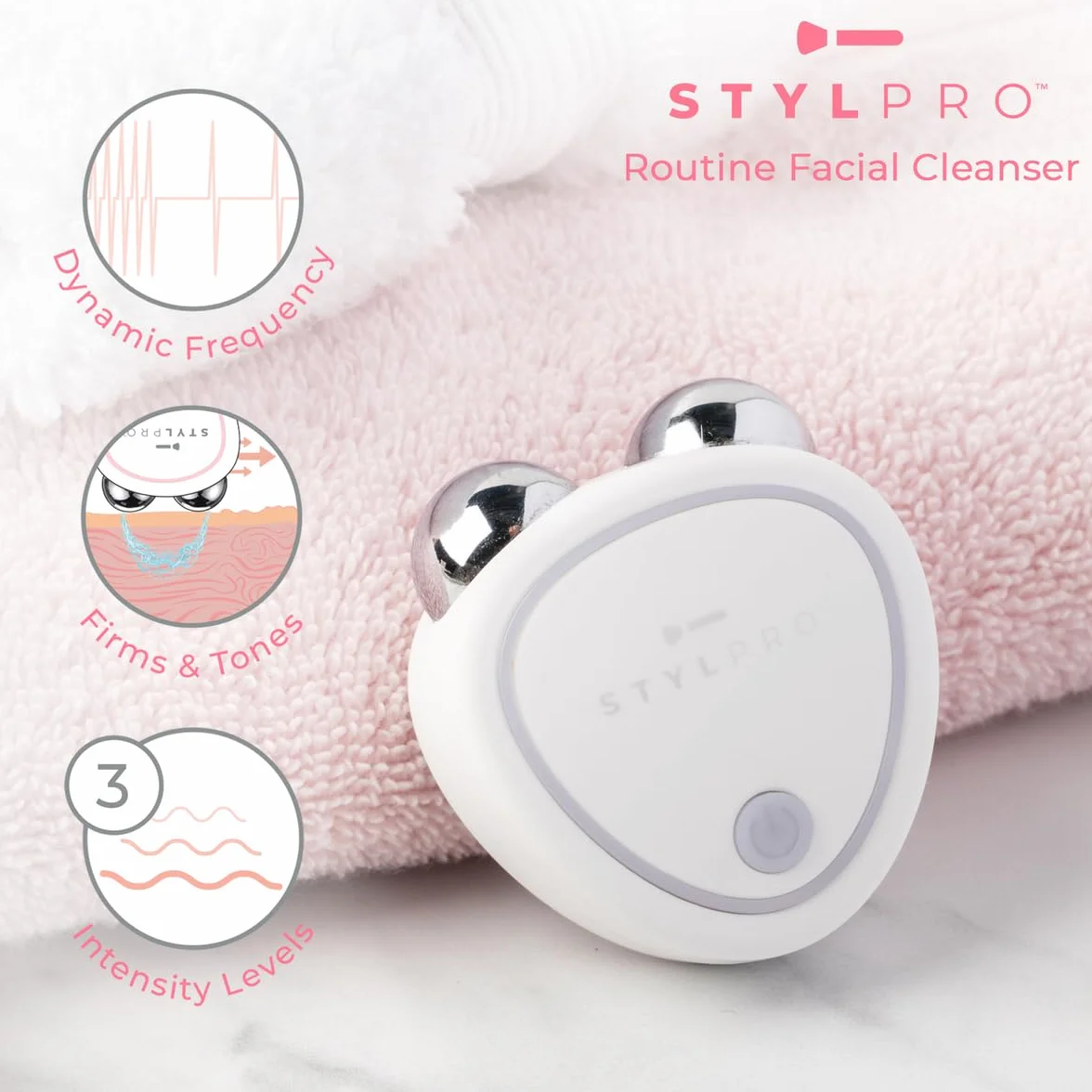 STYLPRO Mini mikroprądowe urządzenie do tonowania twarzy – ujędrniające i podnoszące, nieinwazyjne, trwałe, oszczędzające czas, domowe urządzenie do twarzy, technologia mikroprądowa, 3 ustawienia