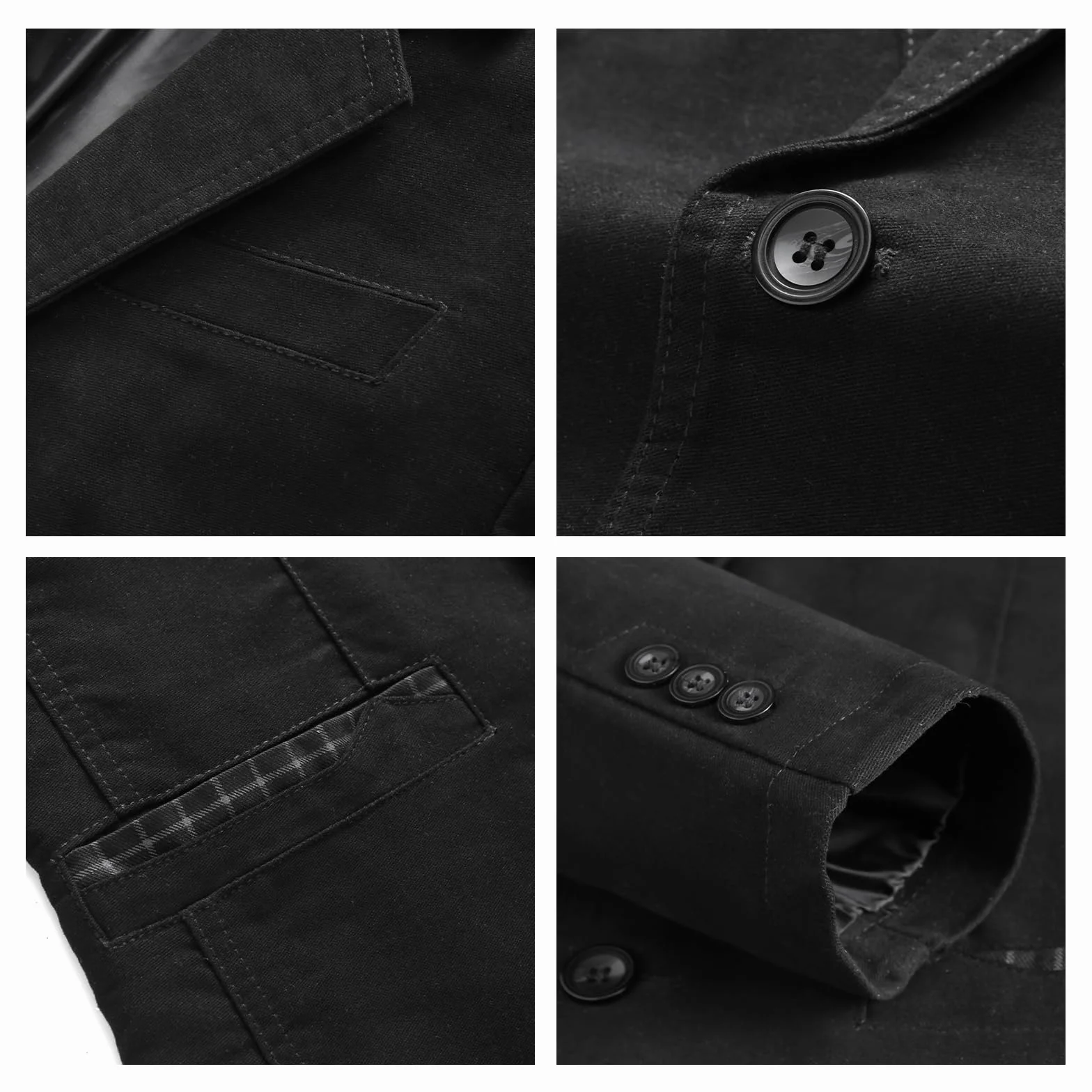 KUDORO Męska marynarka z odpinanym kapturem slim fit garnitur kurtki z dwoma guzikami na co dzień smoking dla mężczyzn klasyczna marynarka, Czarny, XL