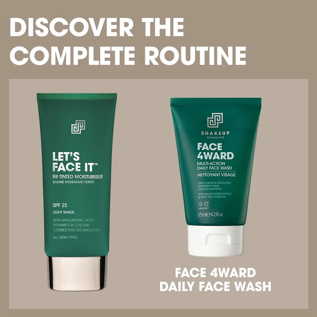 Shakeup Cosmetics SPF25 kolorowy krem nawilżający dla mężczyzn, 24 h, nawilżający matowy, łatwy do nałożenia, wegański, 50 ml (bardzo lekki)
