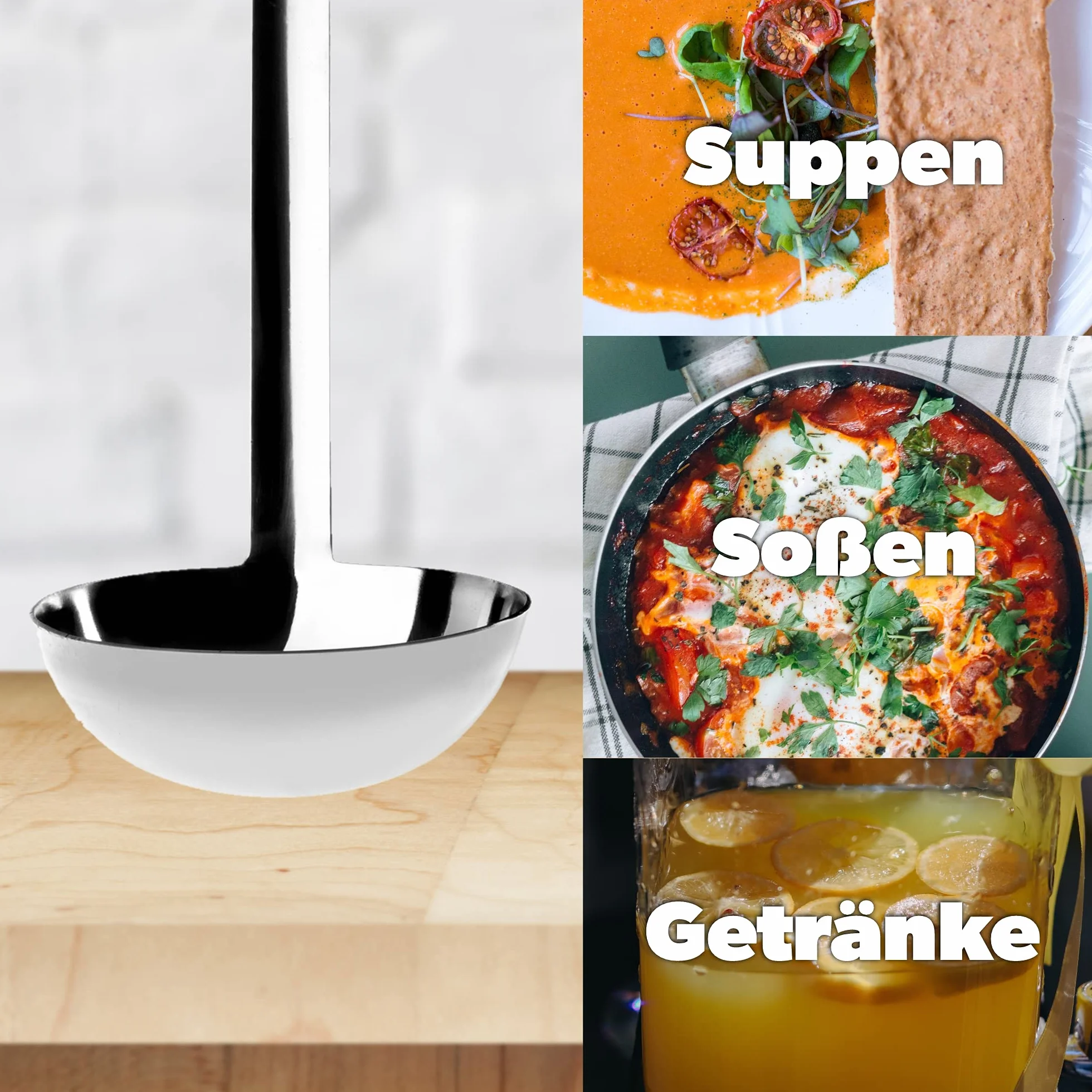 KADAX Chochla 7 cm/60 ml do zupy i sosów, długi ergonomiczny trzonek chroni przed oparzeniem, stal nierdzewna ułatwia czyszczenie i jest odporna na korozję
