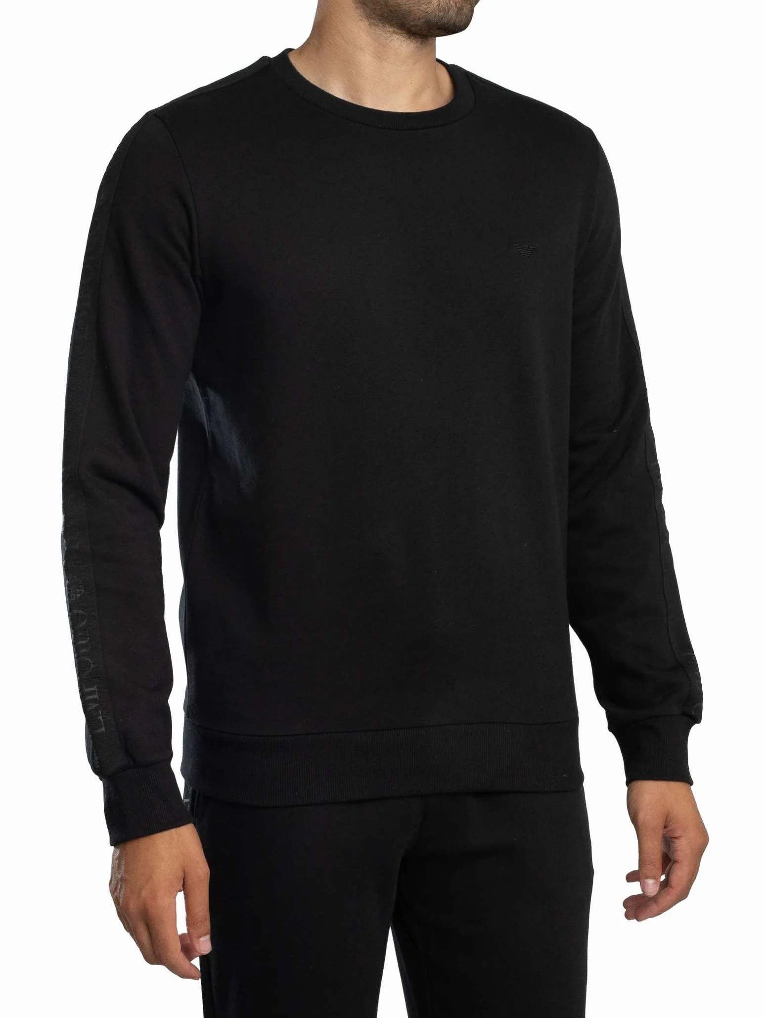 EMPORIO ARMANI Męski dres typu basic frotte, czarny, rozmiar M, Czarny, M