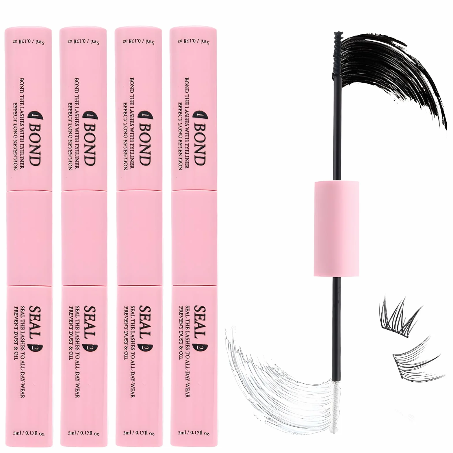 Klej do rzęs Bond and Seal Lash, 4 sztuki, wodoodporny i szybkoschnący, gładki, silna przyczepność, do przedłużania rzęs DIY, dla początkujących i profesjonalistów