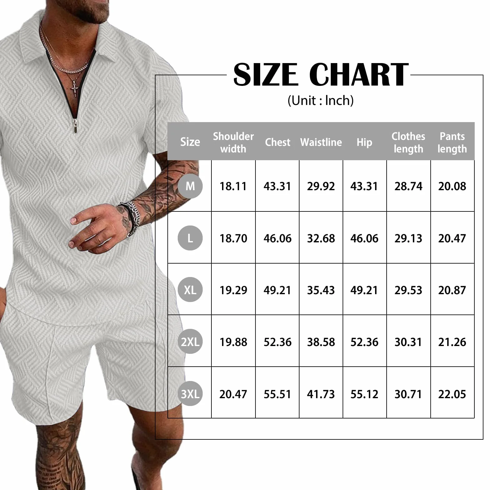 Hoefirm Męski dres polo z krótkim rękawem, zestaw, zamek błyskawiczny, joggery, siłownia, top na co dzień, bieganie, sport, odzież sportowa, 2-częściowe spodnie garniturowe