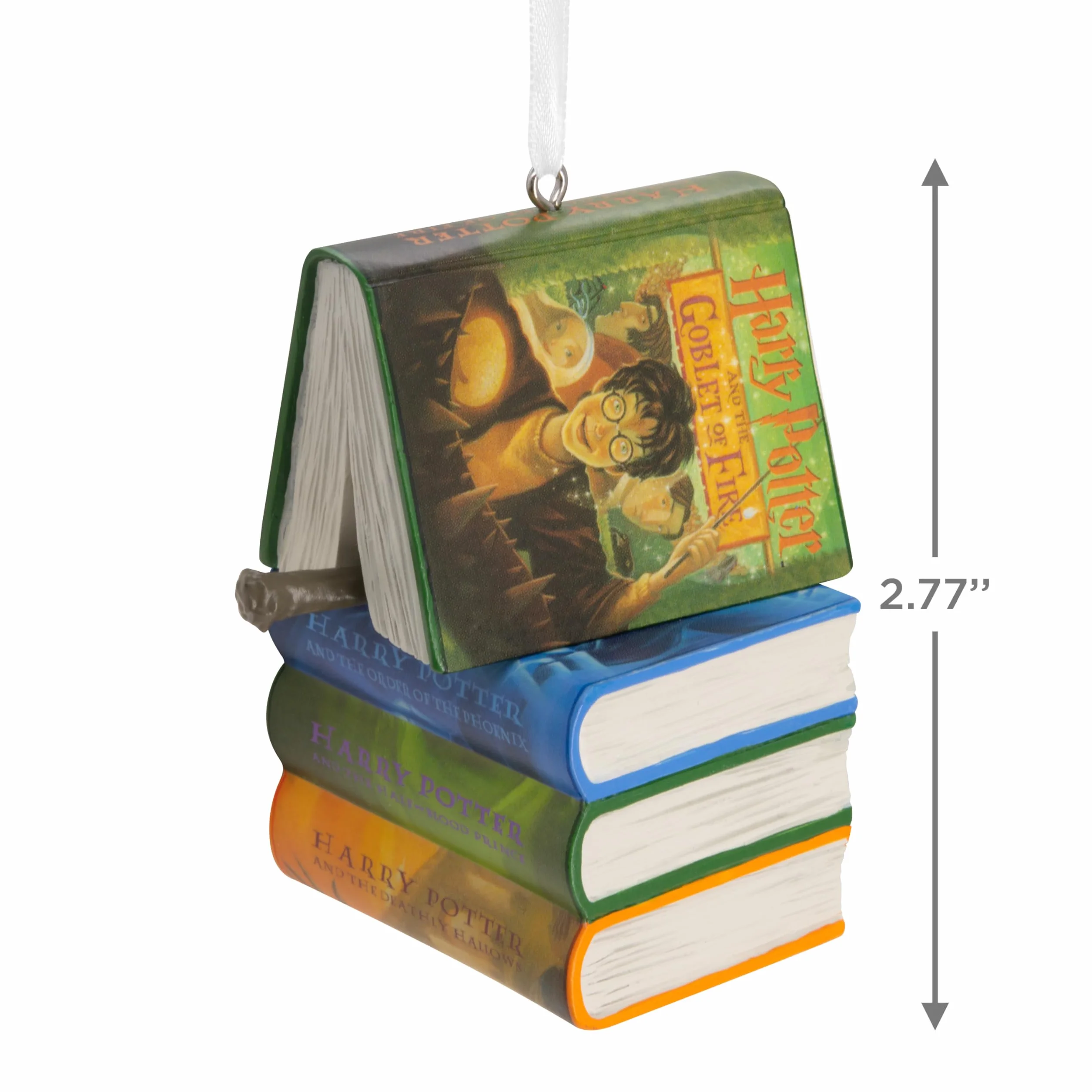 Hallmark Harry Potter Książki i różdżka wisząca ozdoba, dekoracja drzewa, wisząca ozdoba z żywicy, świąteczna ozdoba wisząca, prezenty na Boże Narodzenie
