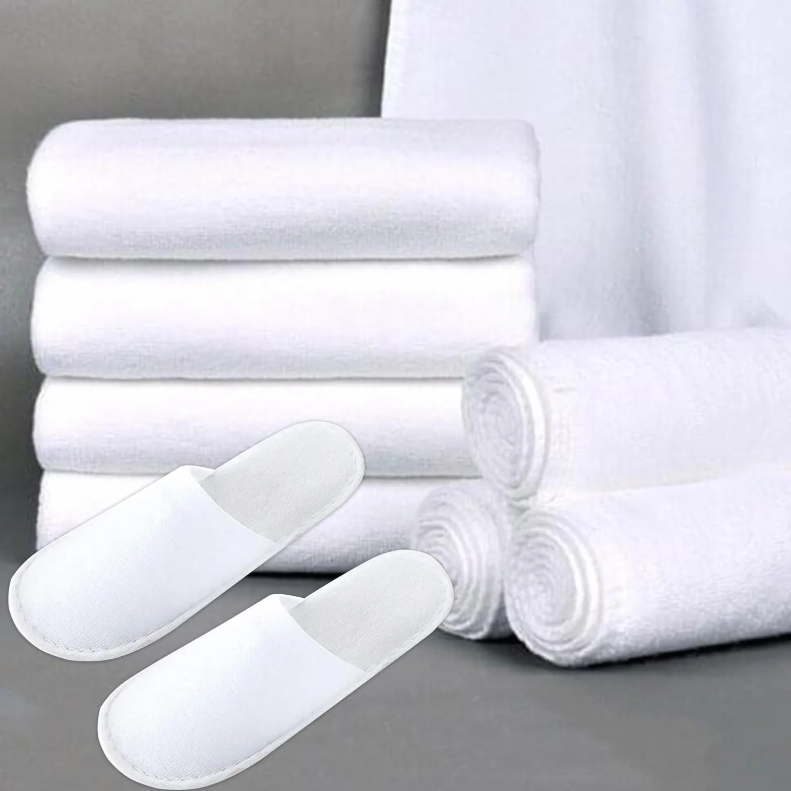 Bavooty Kapcie hotelowe, Hotel Slippers, Buty jednorazowe, Zestaw kapci dla gości, 6 par kapci frotte, Zamknięte pantofle, Jednorazowe kapcie białe pantofle domowe, dla kobiet i mężczyzn Spa Podróże