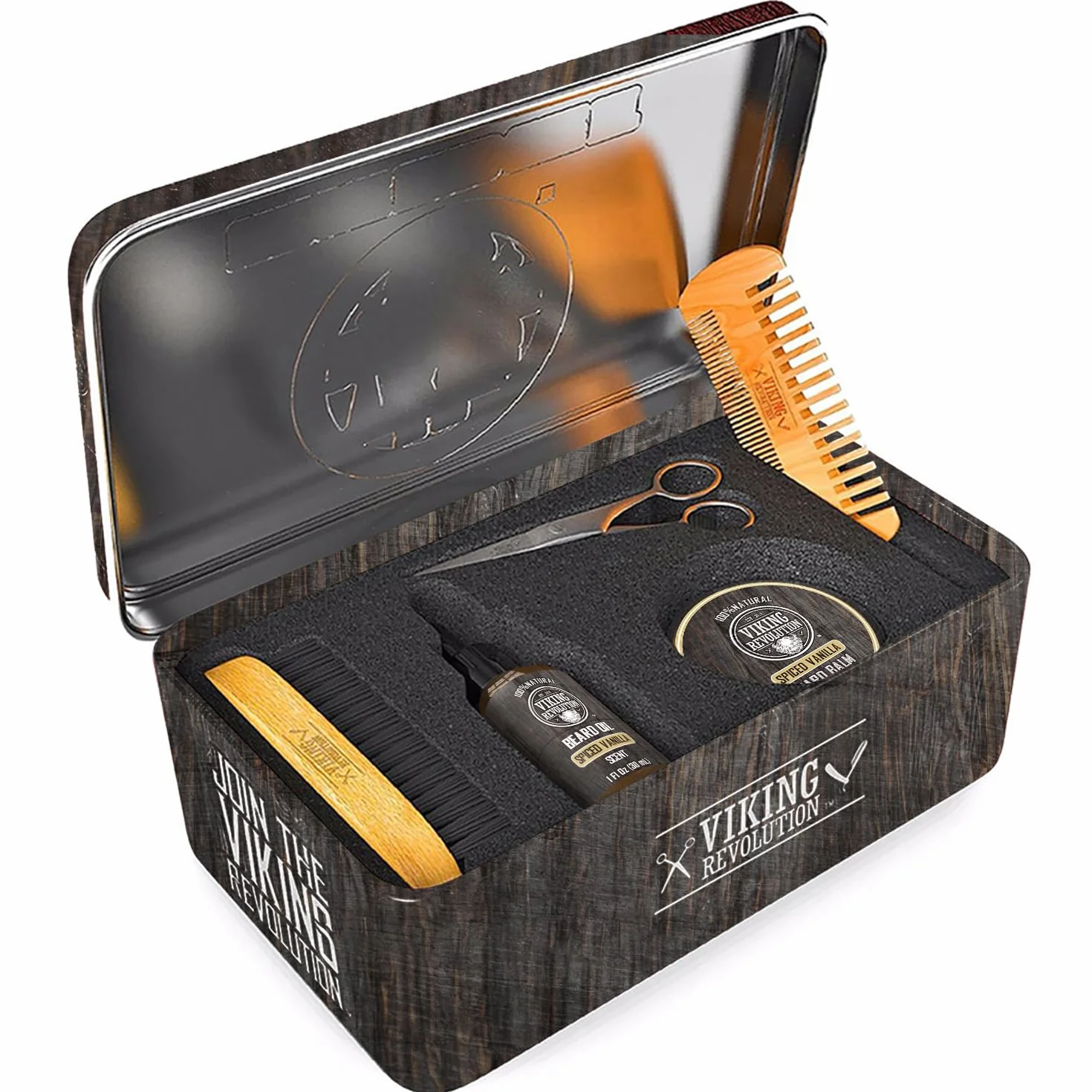 Viking Revolution Ultimate Beard Kit Spiced Vanilla Zestaw Grooming dla mężczyzn z pędzlem, grzebieniem, balsamem, olejem, nożyczkami