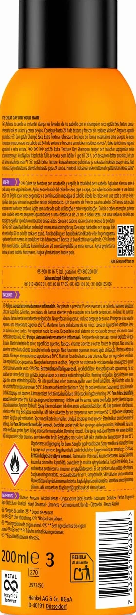 Got2b - suchy szampon Extra Texture - 3 szt. 200 ml (600ml) – natychmiastowe odświeżenie włosów – Optymalne dla fryzur