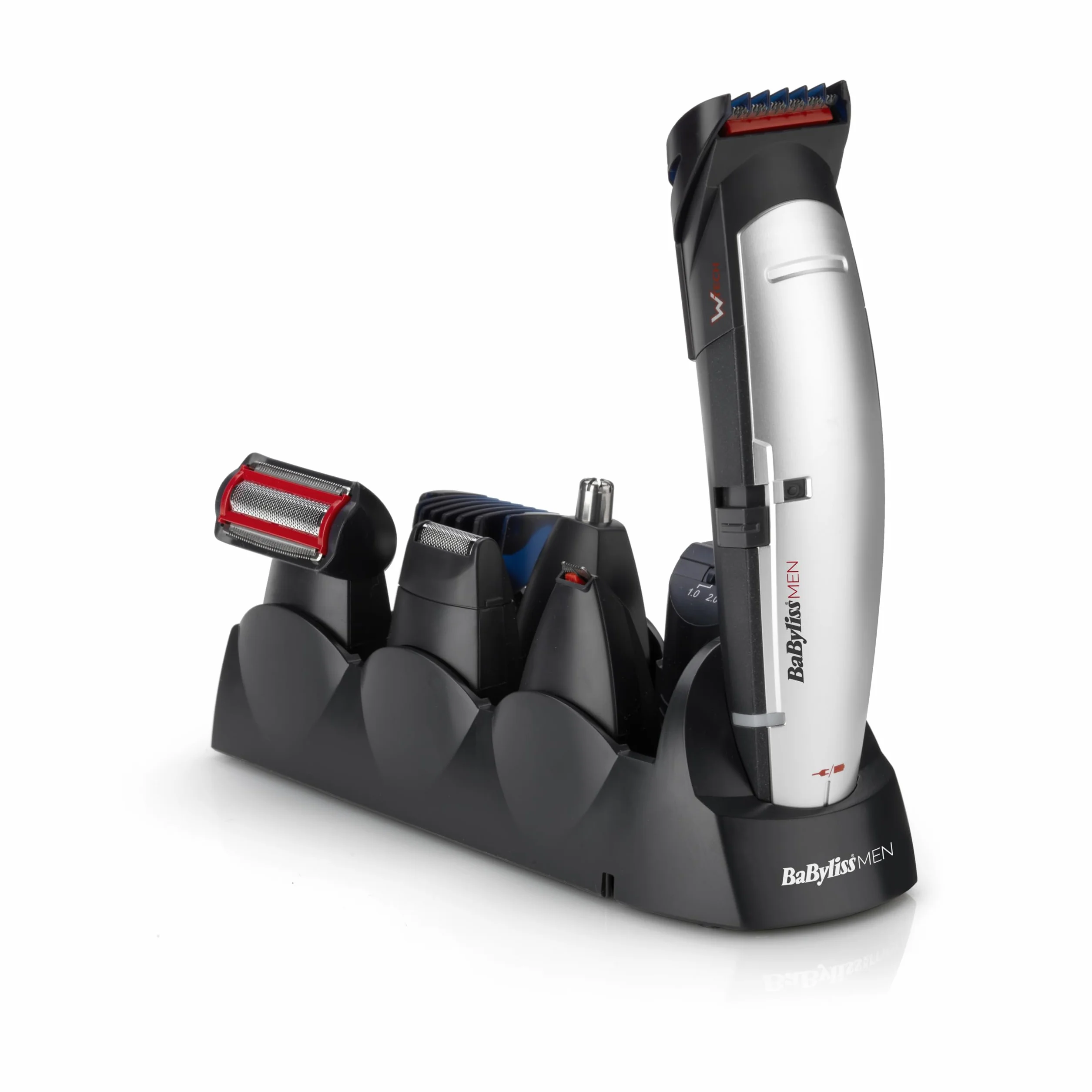 BaByliss X-10 Beard Trimmer Grooming Kit dla mężczyzn - wielofunkcyjny, ostrza W-Tech do przycinania włosów, brody i ciała, szaro-czarny, E837E