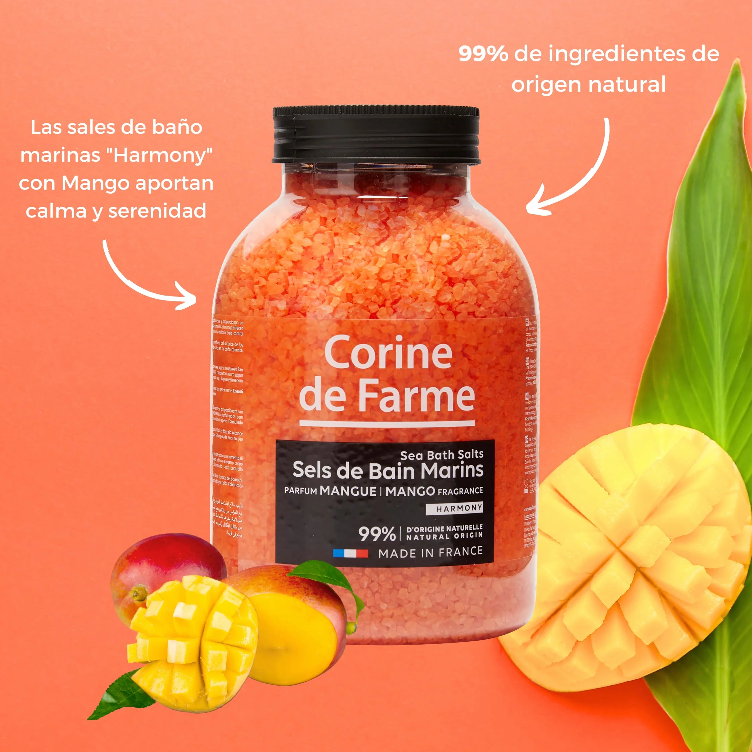 Corine de Farme Naturalne sole morskie Harmony sole do kąpieli z mango 1,3 kg