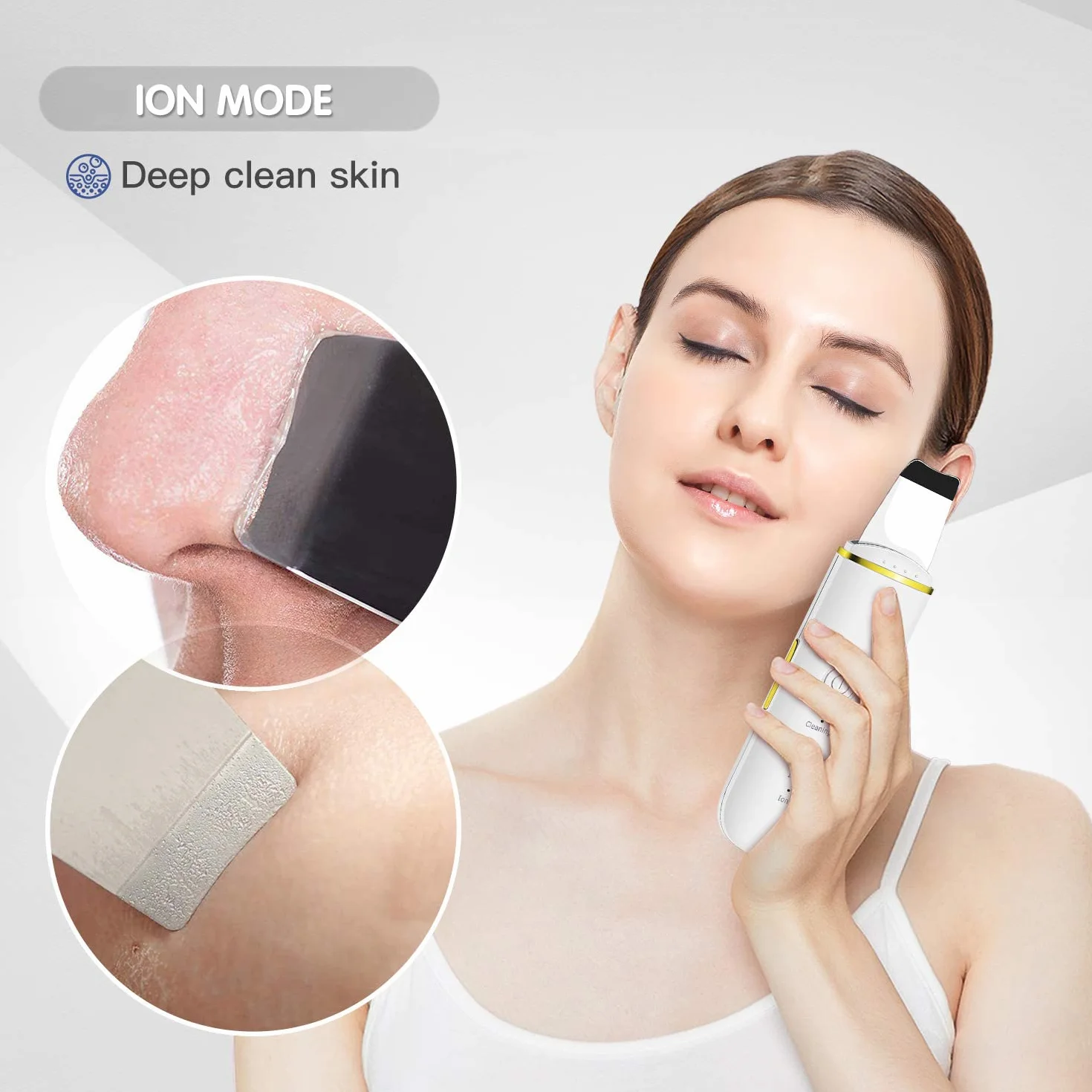 Skin Scrubber - Skin Spatula, Blackhead Remover Pore Cleaner with 4 Modes, Facial Scrubber Spatula, Comedones Extractor for Facial Deep Cleansing białe złoto