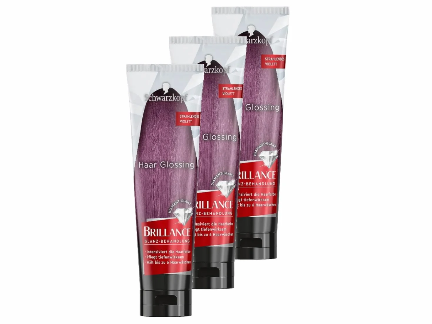 Brillance Leczenie połyskujące, lśniący fiolet (150 ml), tymczasowa farba do włosów, która może być stosowana jak maska do włosów, utrzymuje do 6 mycia, 3 x 150 ml