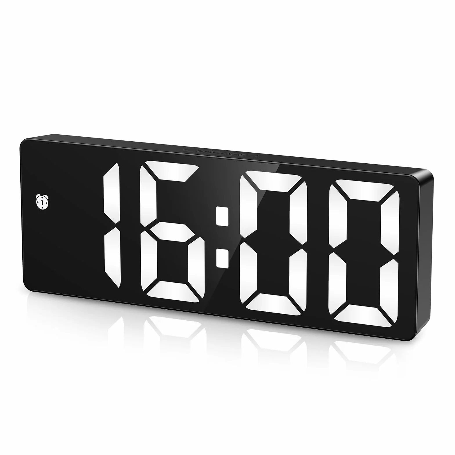 Cyfrowy budzik, zegar LED ze wskazaniem temperatury, budzik podróżny, regulowana jasność, format 12/24-godzinny, do domu, sypialni, biura, dla dzieci, osób starszych, czarny