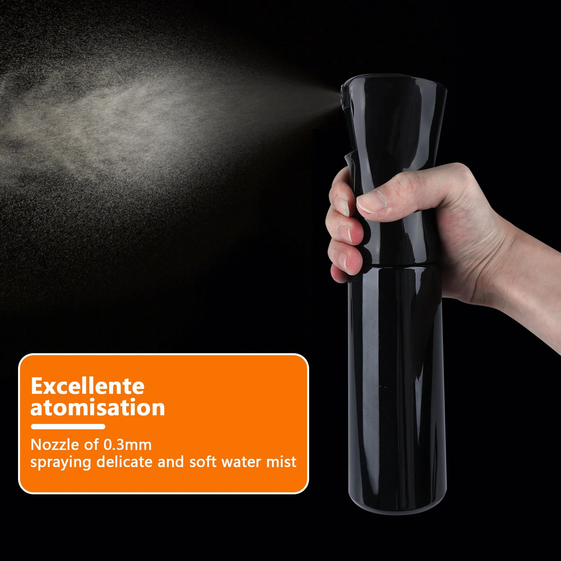 Butelka z rozpylaczem 300 ml mgiełka 360° ergonomiczny uchwyt BPA szczelna czarna do roślin