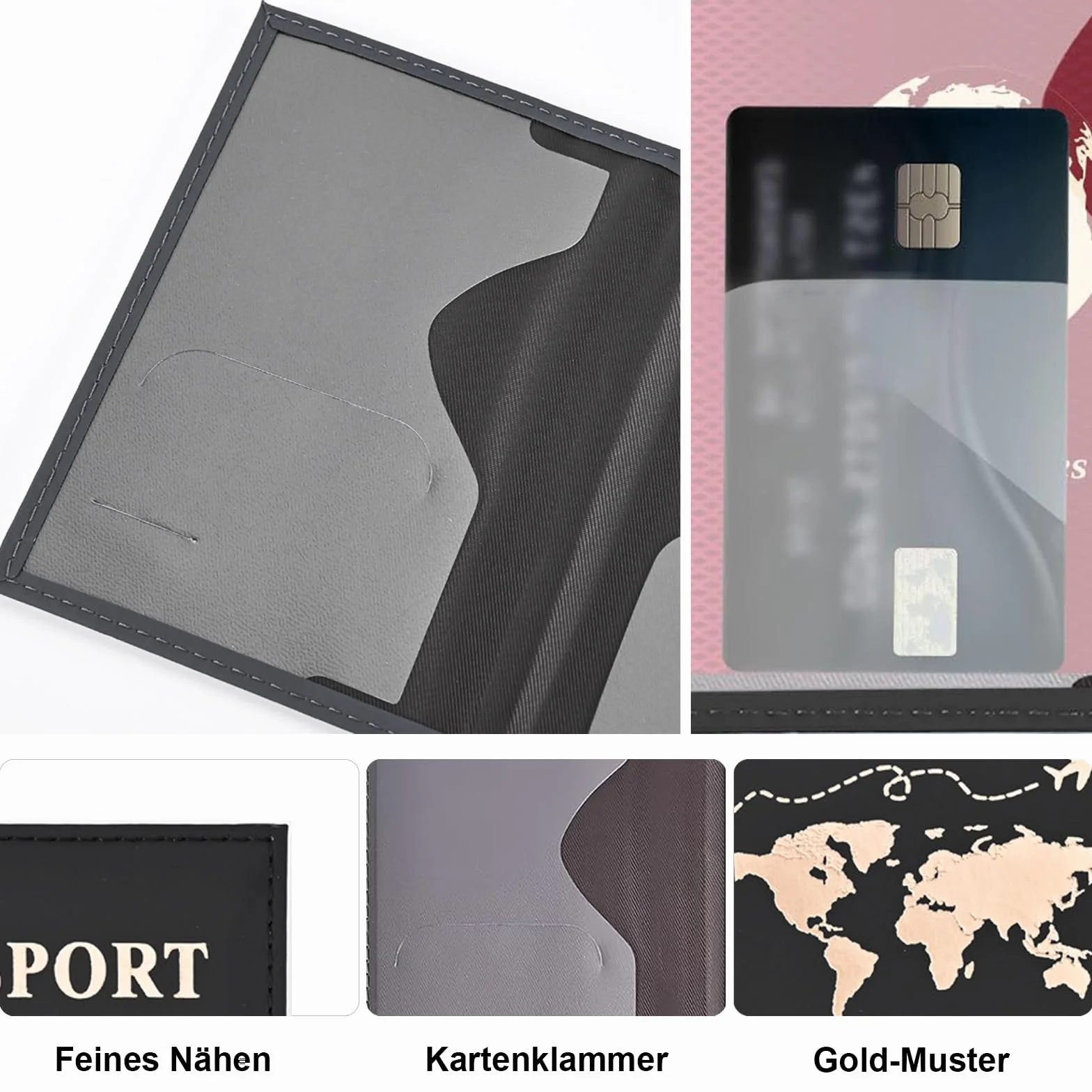Etui na paszport, czarny i biały, organizer na paszport, skóra PU, 2PACK, uchwyt na paszport, etui na karty kredytowe, dowód osobisty