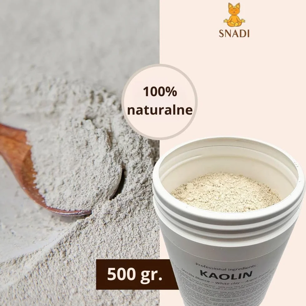 Biała glina Kaolin | 500 gr | do pielęgnacji skóry i włosów | Peeling i zmiękczający | Odmładza, koi i wygładza skórę