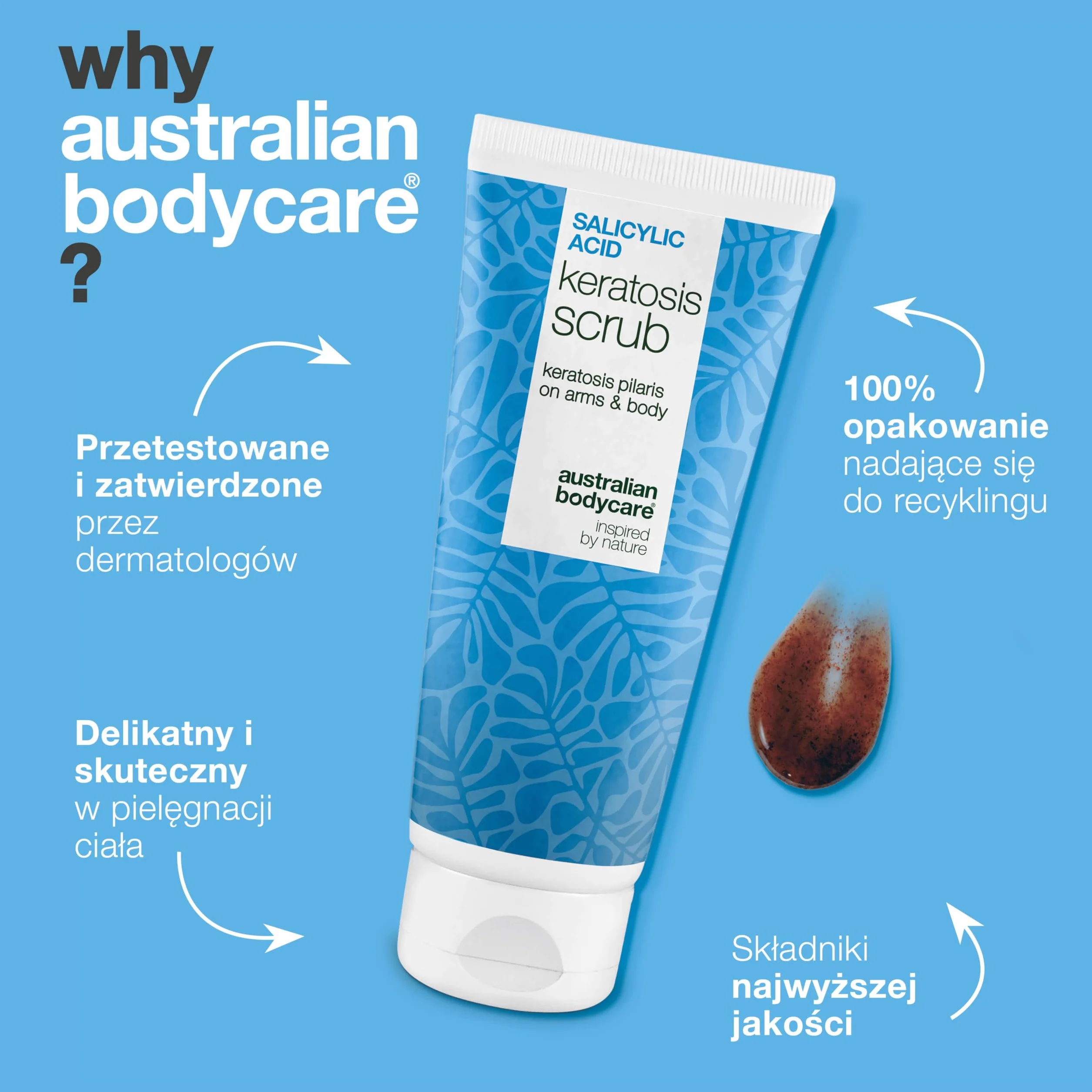 Peeling chemiczny AHA/BHA do ciała na rogowacenie mieszkowe, truskawkowe nogi i wrastające włoski z kwasem salicylowym, glikolowym i pestkami moreli